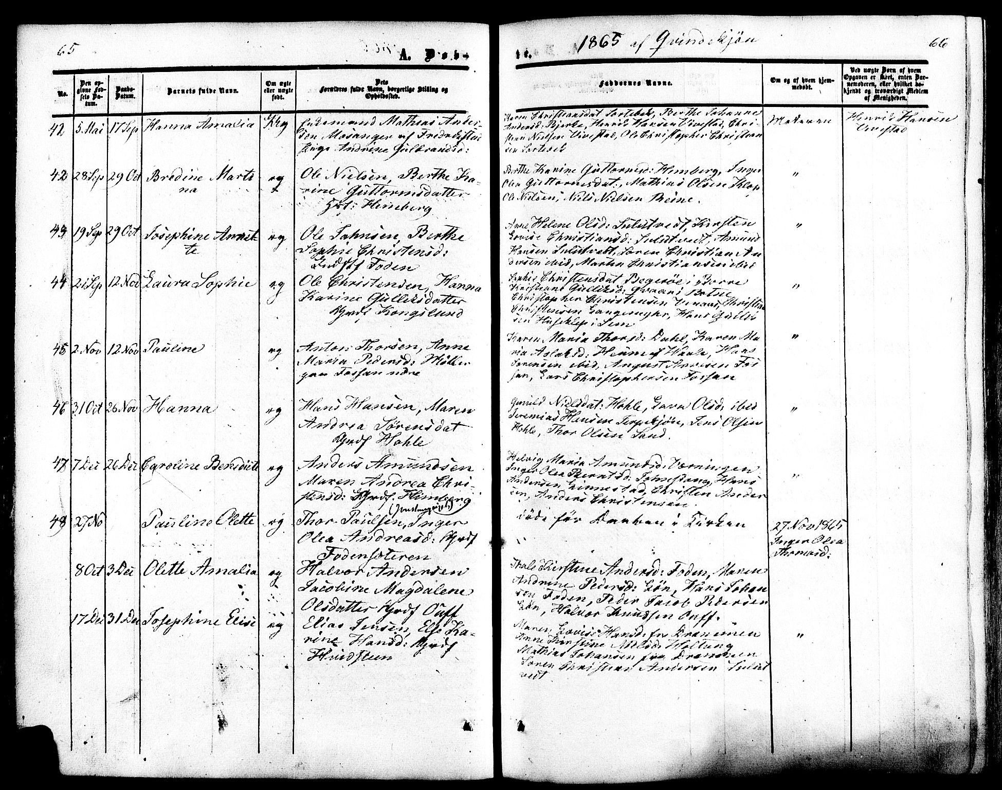 Ramnes kirkebøker, AV/SAKO-A-314/F/Fa/L0006: Parish register (official) no. I 6, 1862-1877, p. 65-66