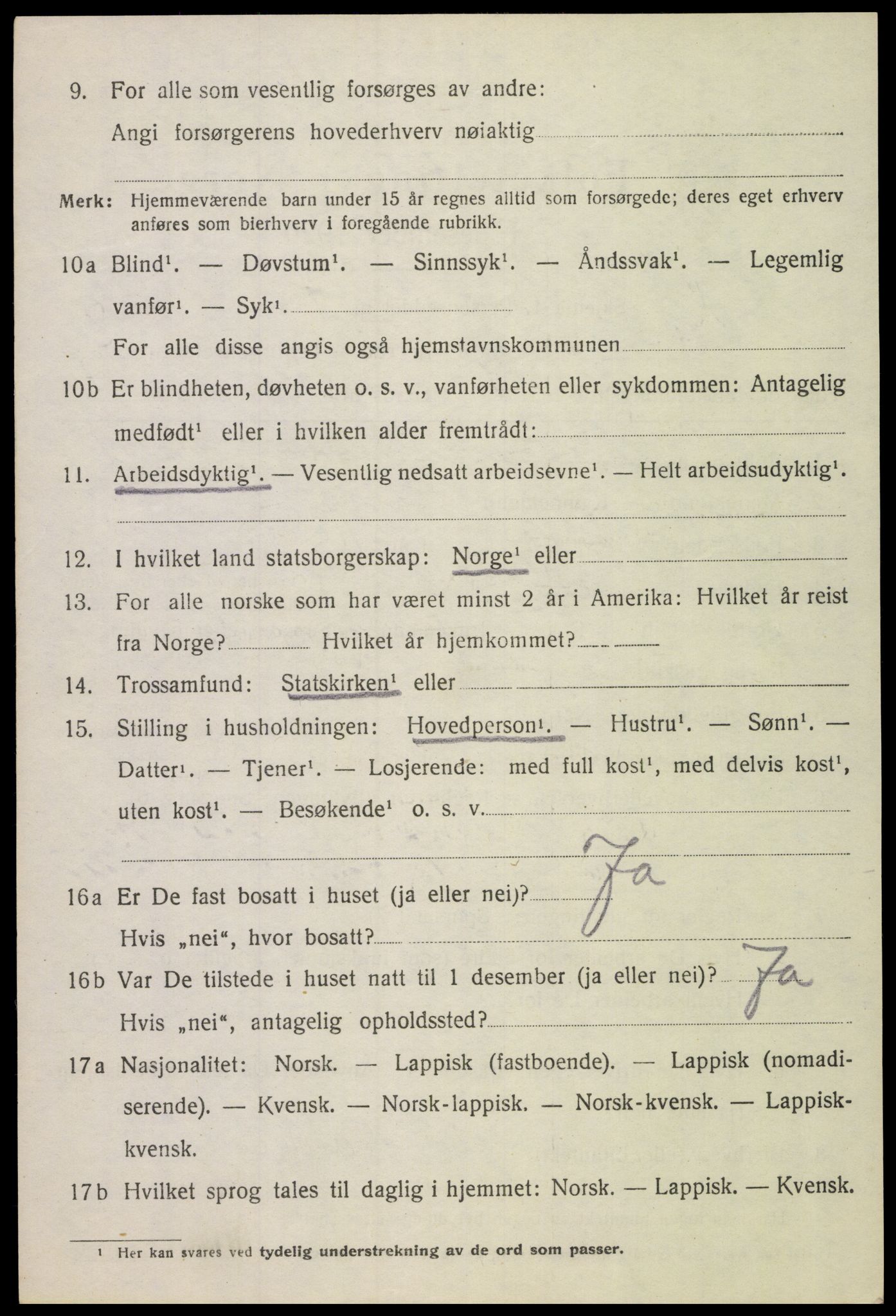 SAT, 1920 census for Gimsøy, 1920, p. 3208