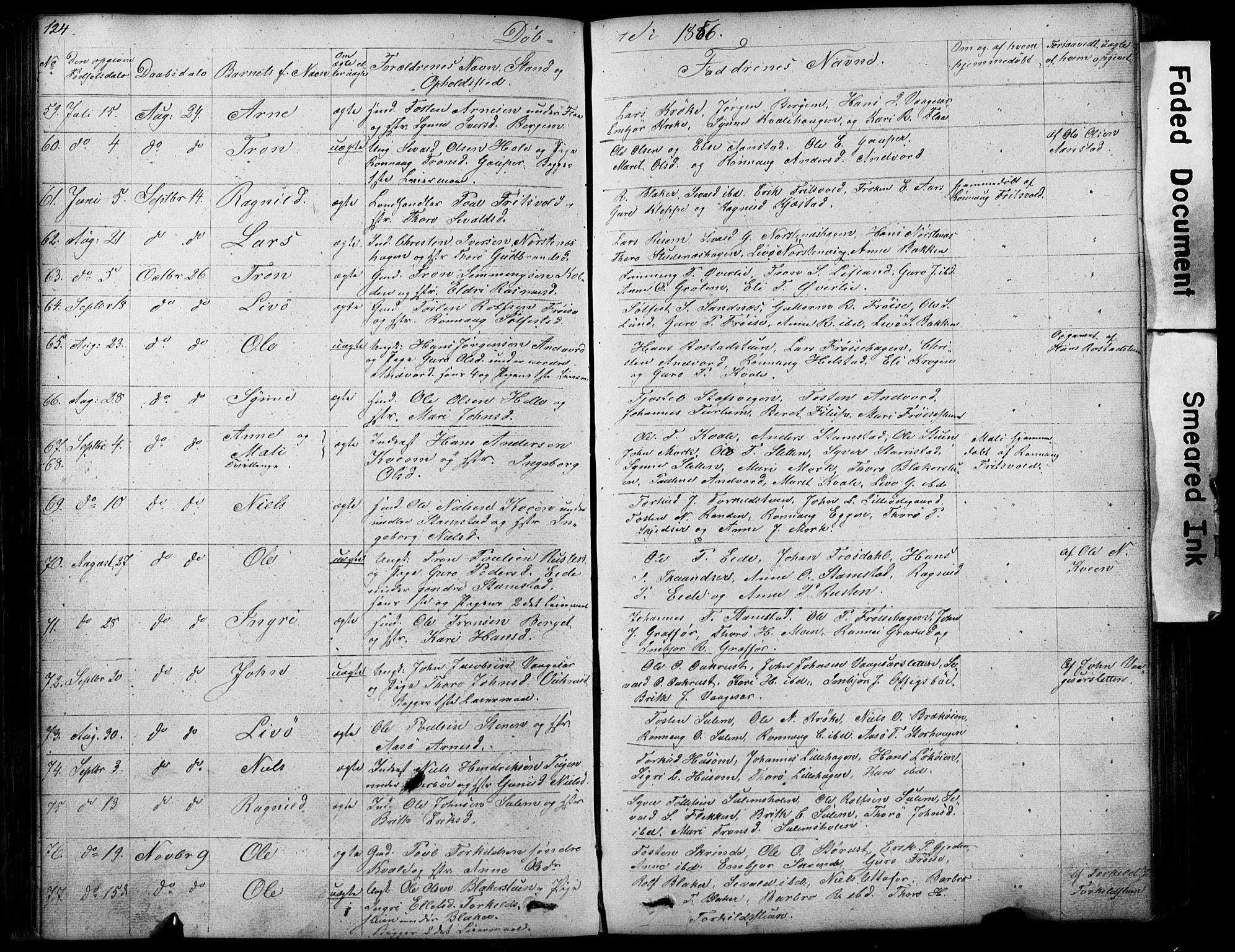 Lom prestekontor, SAH/PREST-070/L/L0012: Parish register (copy) no. 12, 1845-1873, p. 124-125