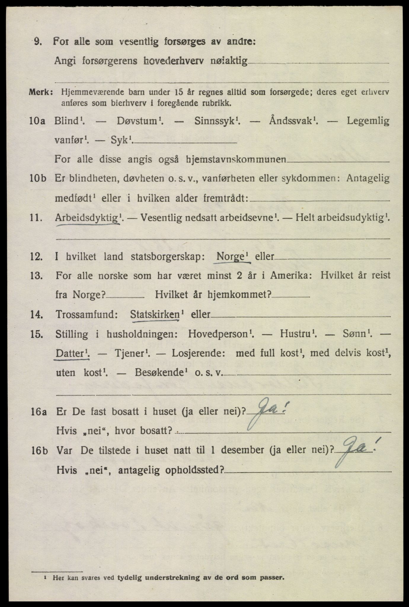 SAK, 1920 census for Vennesla, 1920, p. 3085