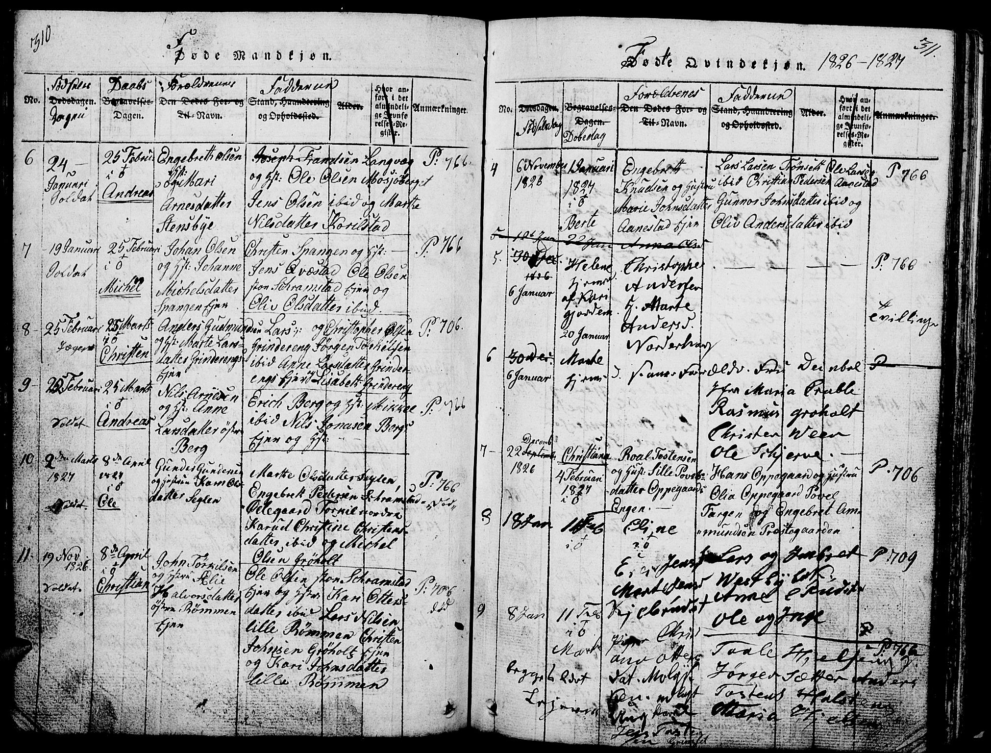 Løten prestekontor, AV/SAH-PREST-022/L/La/L0001: Parish register (copy) no. 1, 1812-1832, p. 310-311