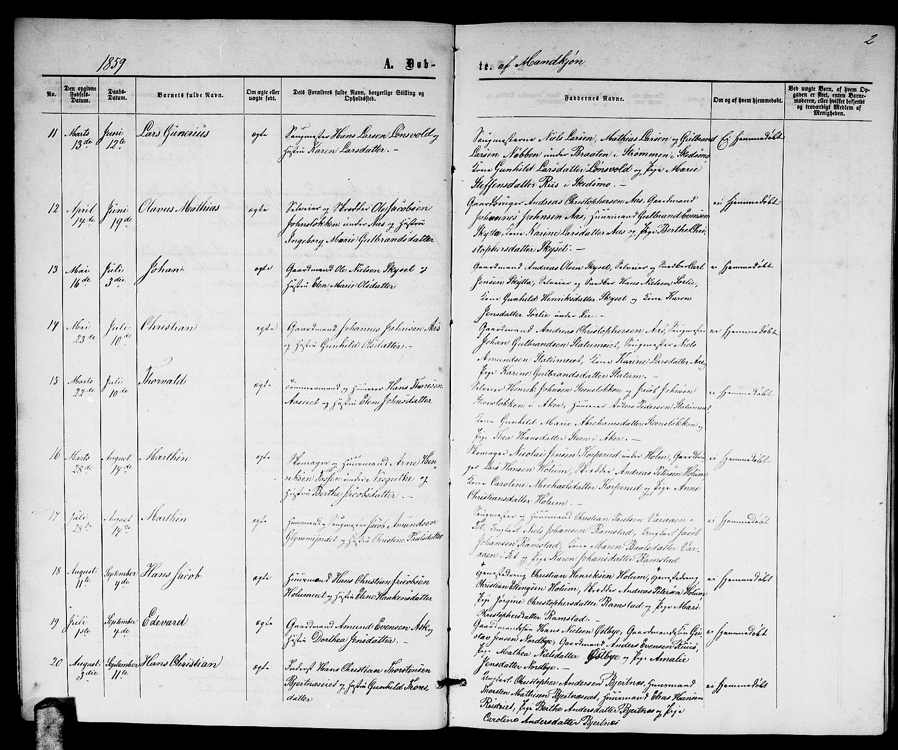 Nittedal prestekontor Kirkebøker, AV/SAO-A-10365a/G/Ga/L0001: Parish register (copy) no. I 1, 1859-1878, p. 2