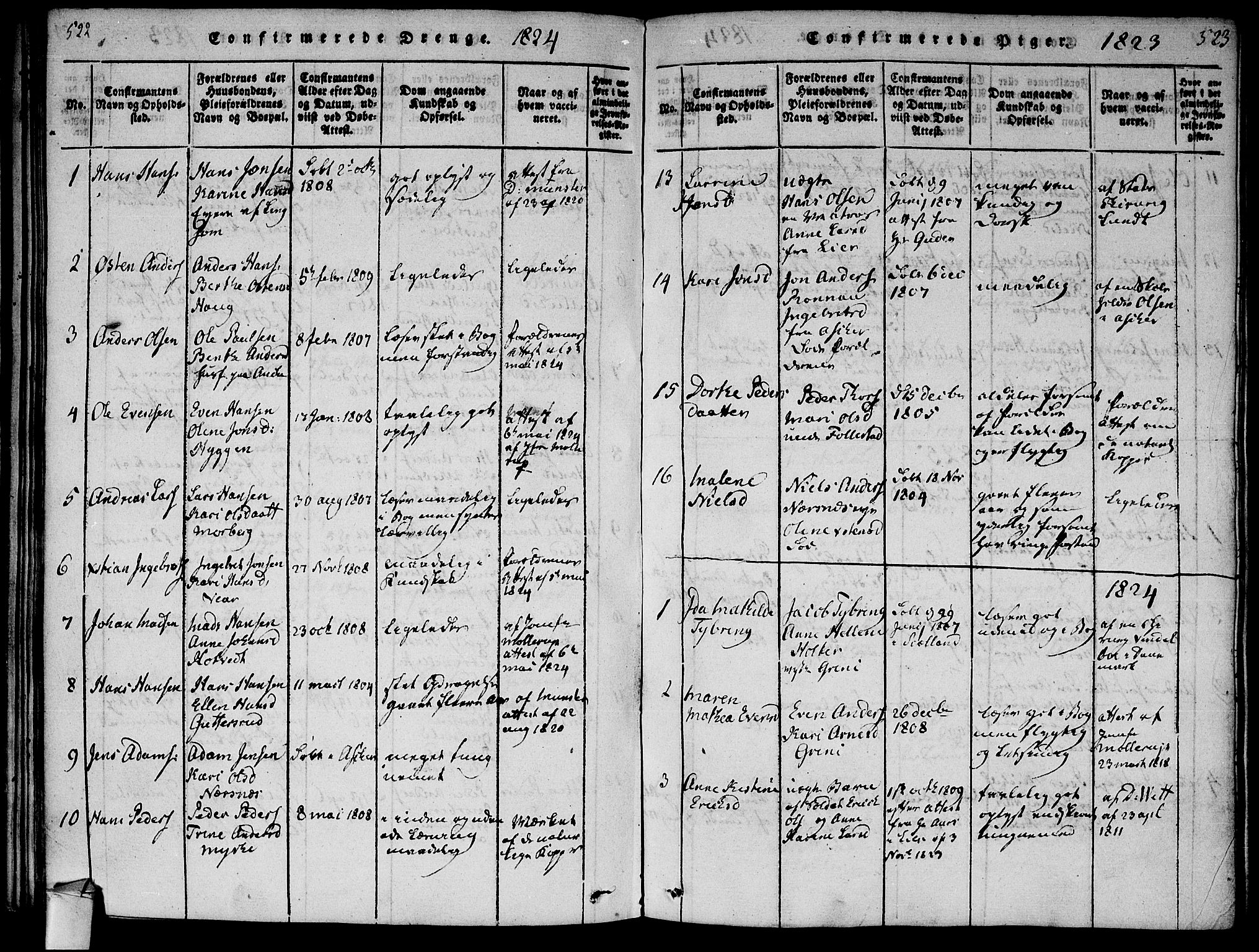 Røyken kirkebøker, SAKO/A-241/F/Fa/L0004: Parish register (official) no. 4, 1814-1832, p. 522-523