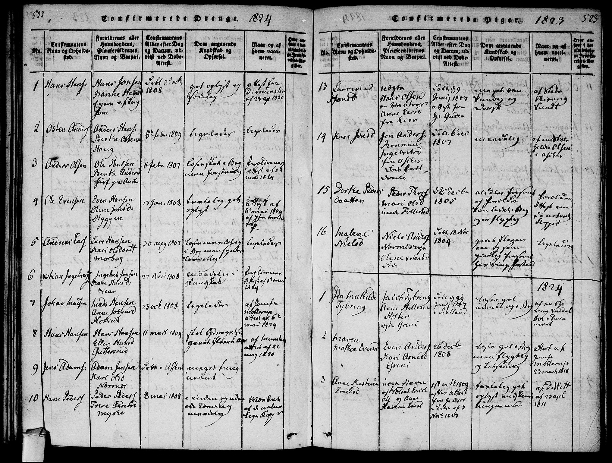 Røyken kirkebøker, AV/SAKO-A-241/F/Fa/L0004: Parish register (official) no. 4, 1814-1832, p. 522-523