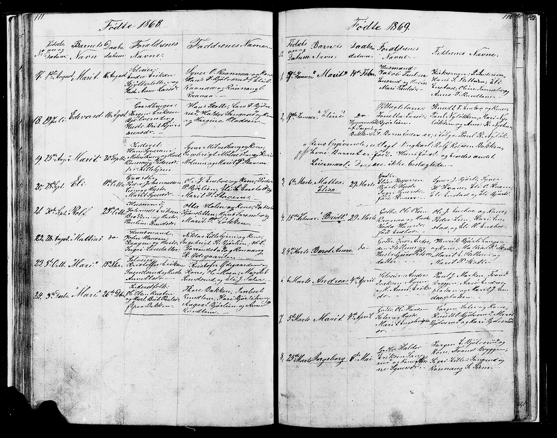 Lesja prestekontor, AV/SAH-PREST-068/H/Ha/Hab/L0004: Parish register (copy) no. 4, 1842-1871, p. 111-112