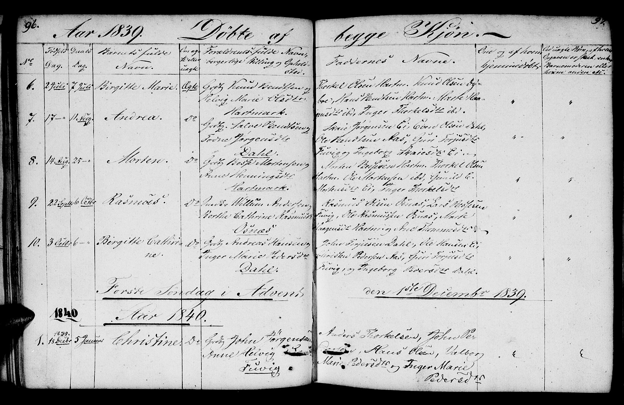 Mandal sokneprestkontor, SAK/1111-0030/F/Fb/Fbb/L0001: Parish register (copy) no. B 1, 1802-1846, p. 96-97