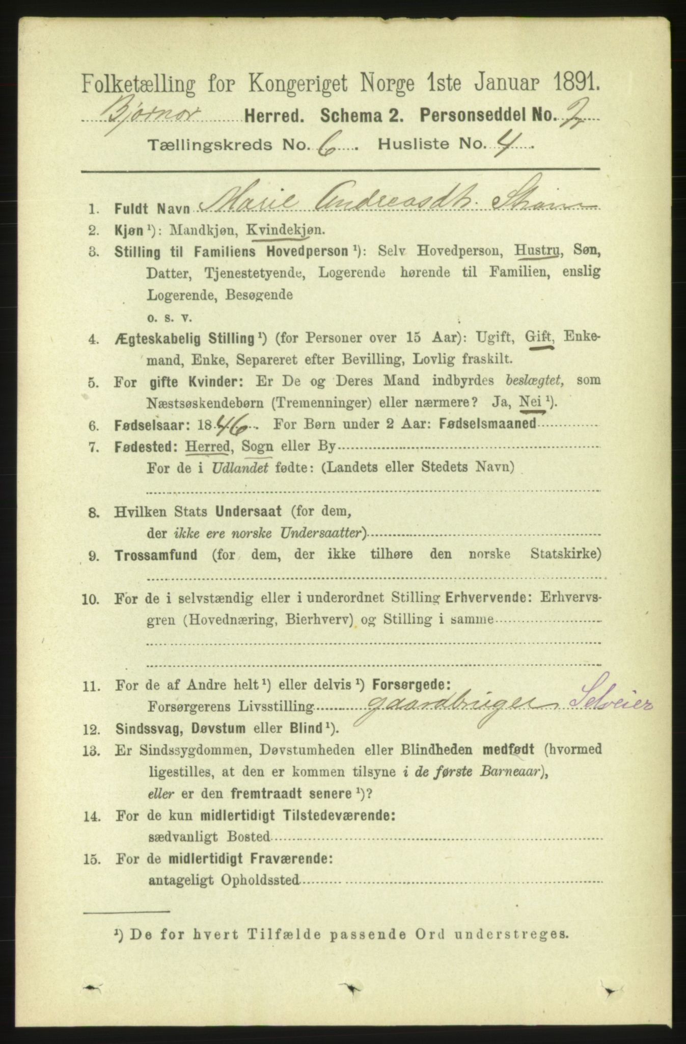 RA, 1891 census for 1632 Bjørnør, 1891, p. 2600