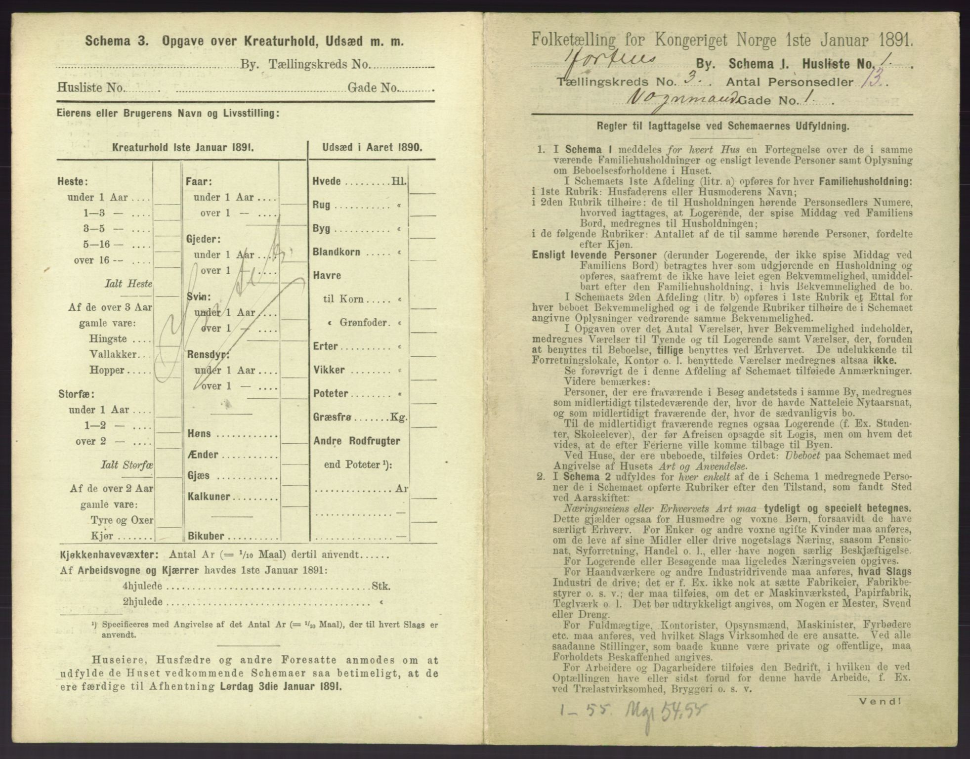 RA, 1891 census for 0703 Horten, 1891, p. 287