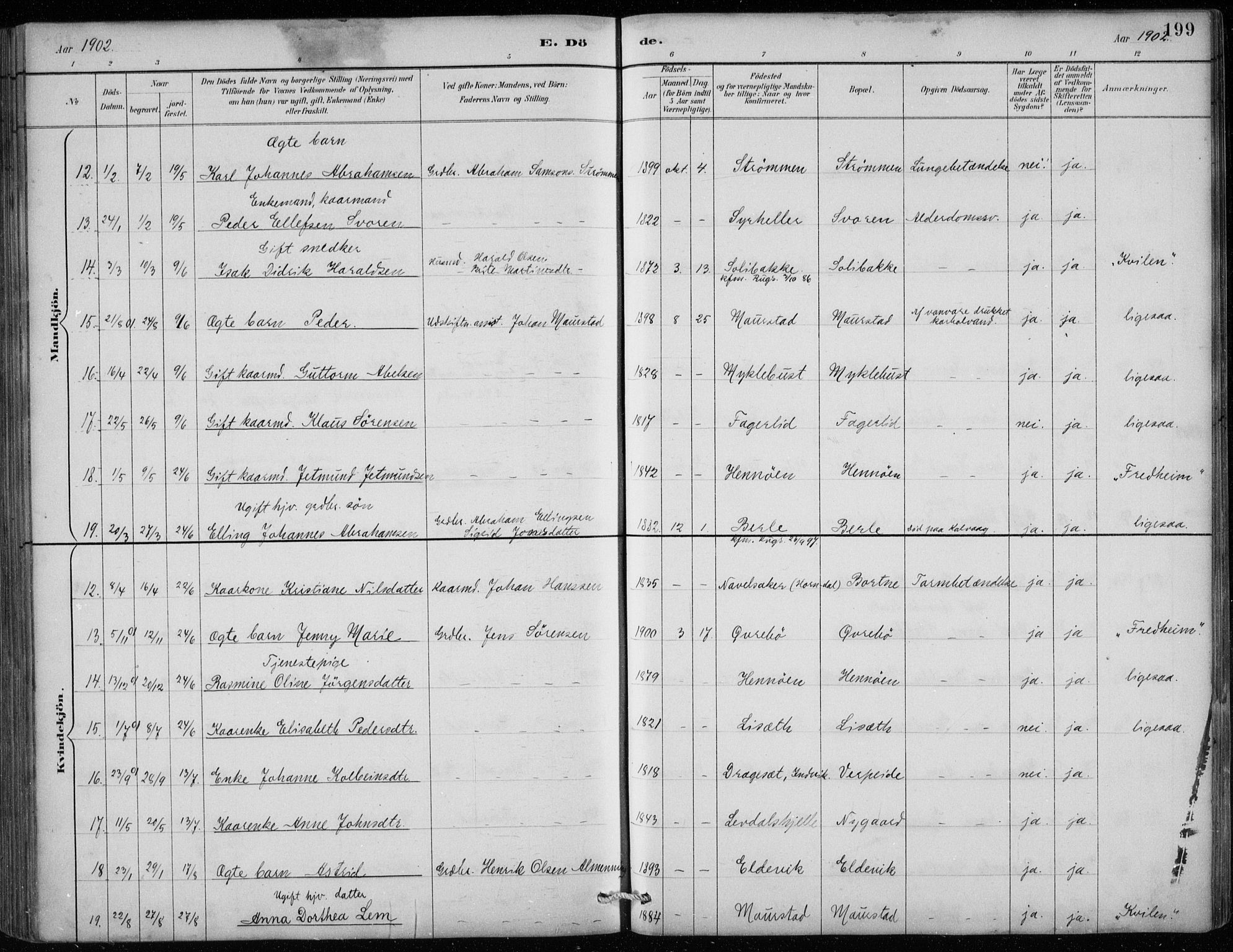 Davik sokneprestembete, AV/SAB-A-79701/H/Hab/Habc/L0002: Parish register (copy) no. C 2, 1889-1906, p. 199