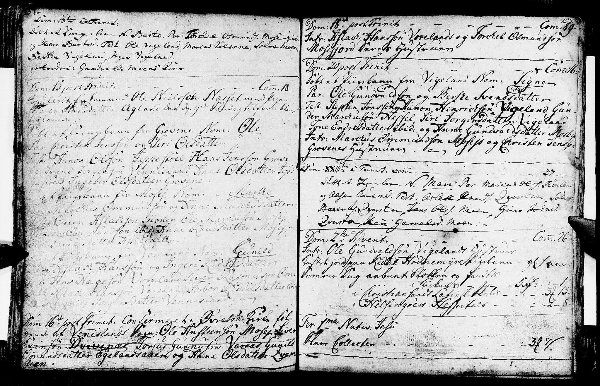 Vennesla sokneprestkontor, AV/SAK-1111-0045/Fa/Fab/L0001: Parish register (official) no. A 1, 1741-1794, p. 156-157