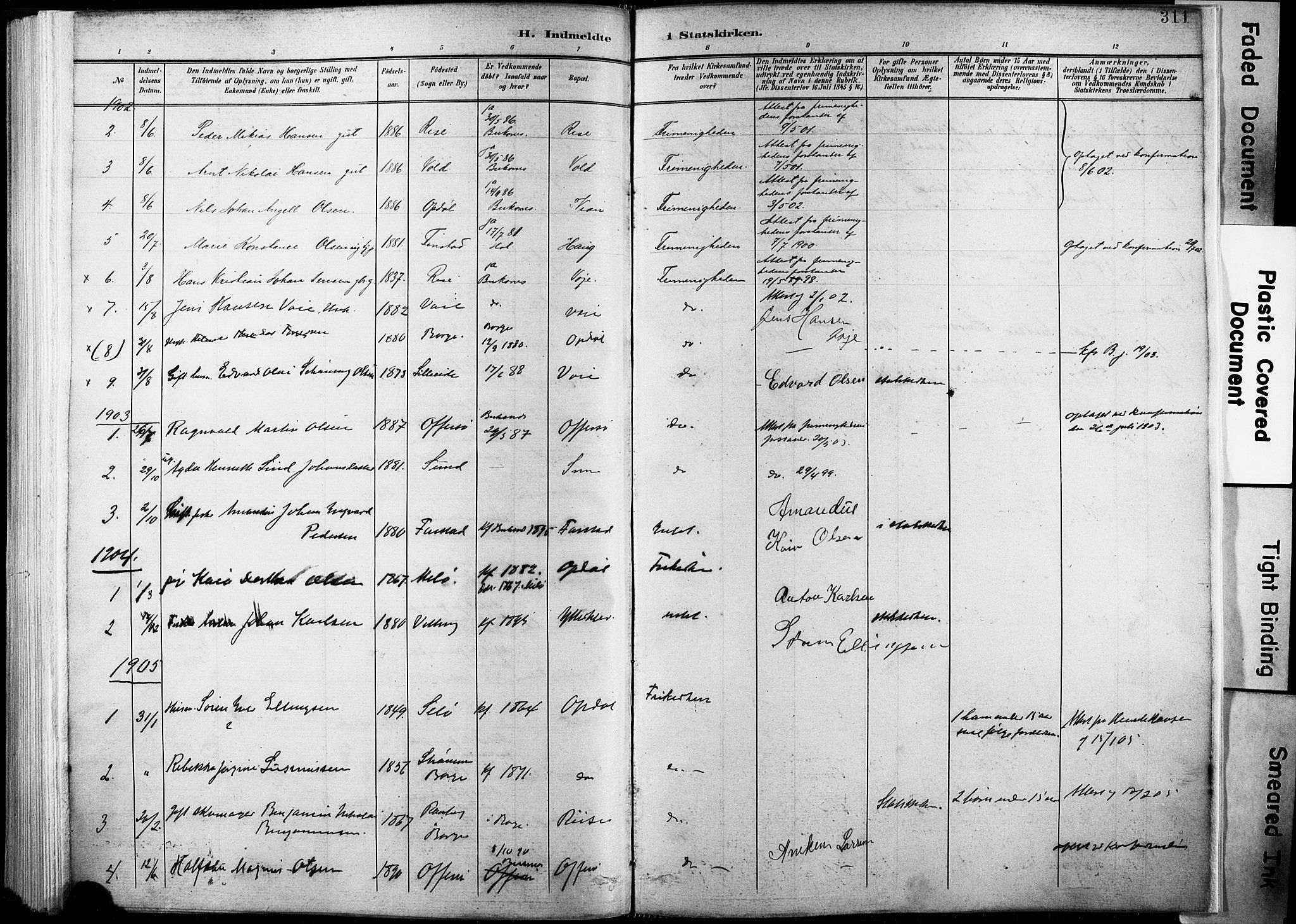 Ministerialprotokoller, klokkerbøker og fødselsregistre - Nordland, AV/SAT-A-1459/881/L1151: Parish register (official) no. 881A04, 1899-1907, p. 311