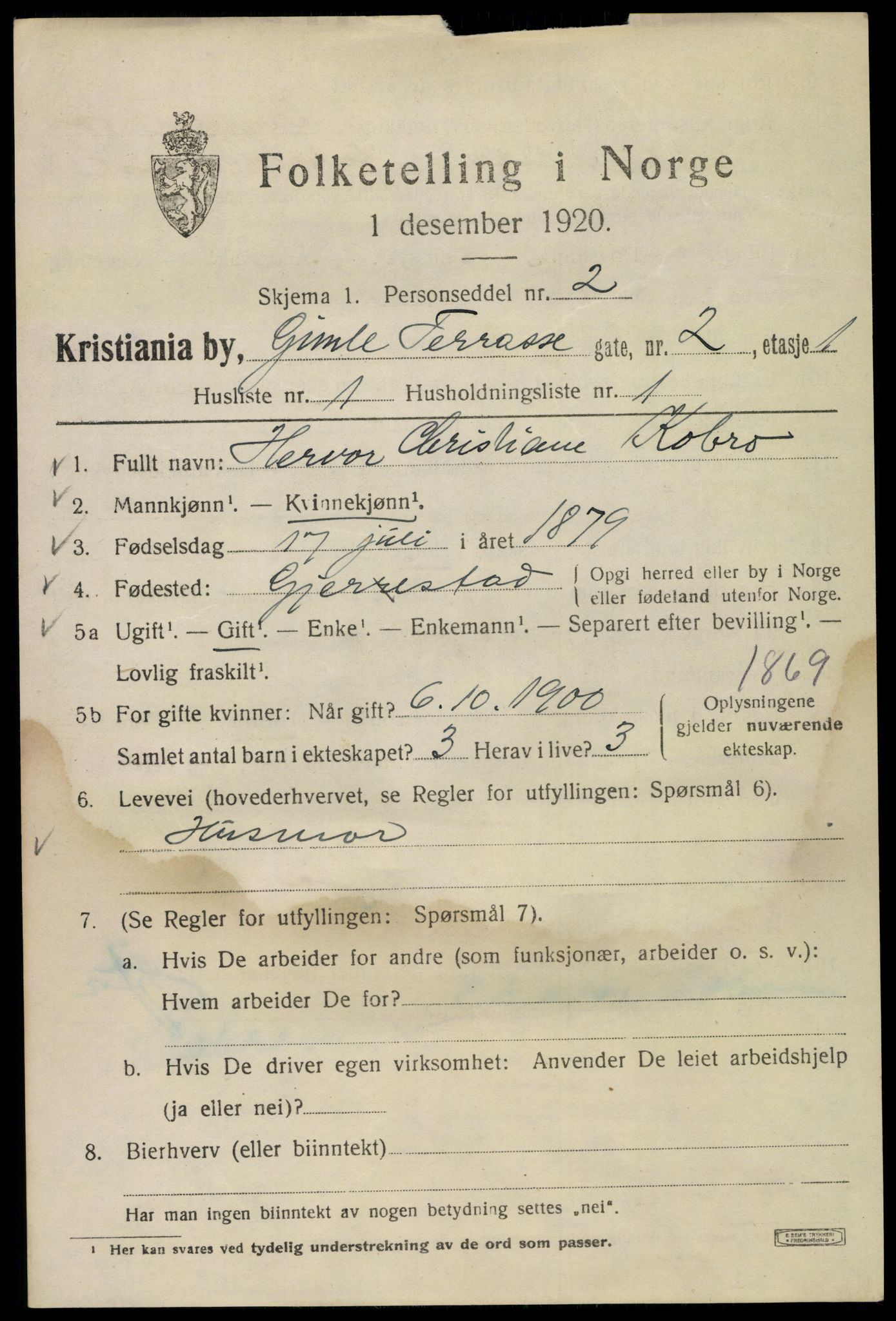 SAO, 1920 census for Kristiania, 1920, p. 247369