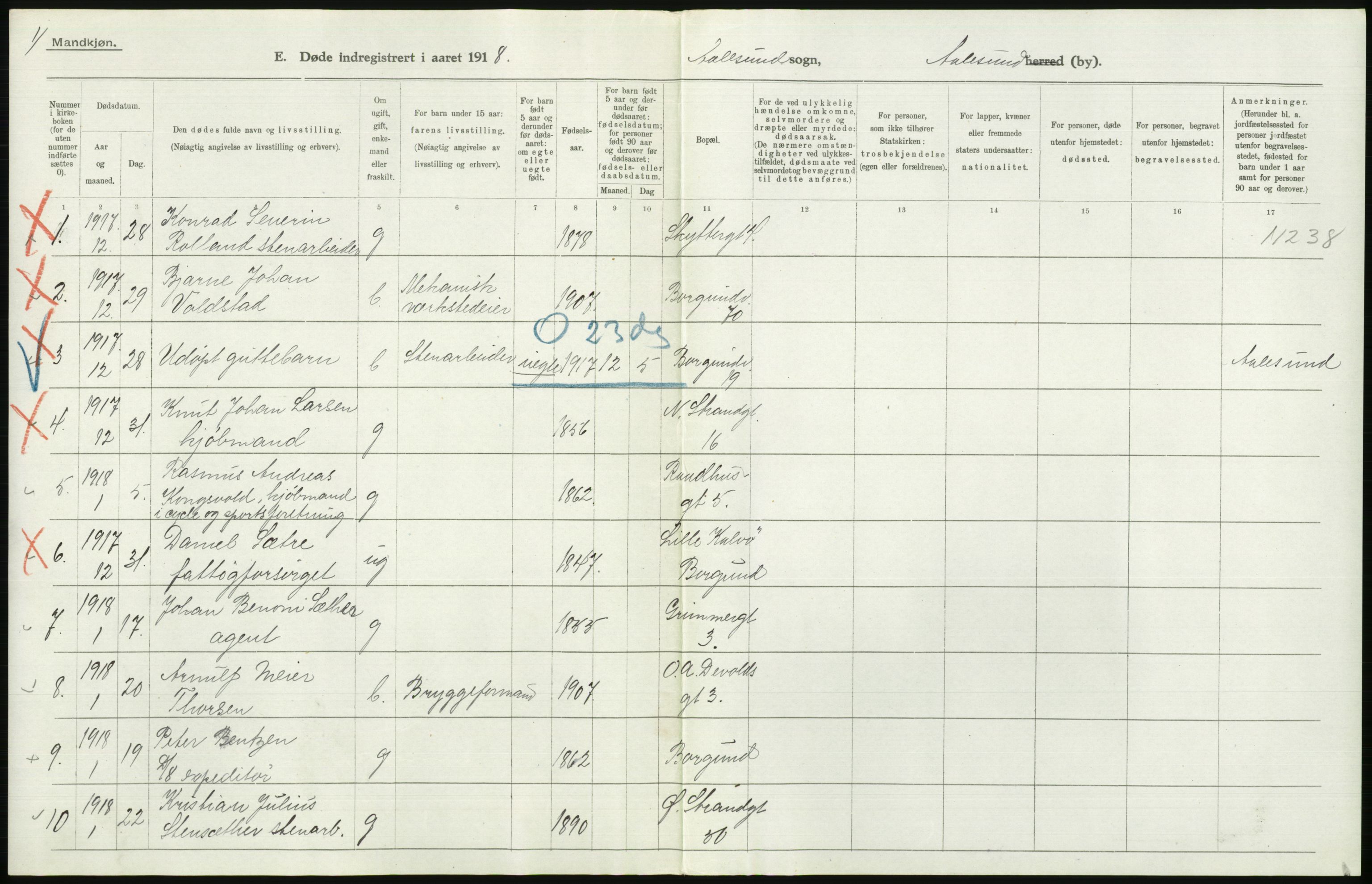 Statistisk sentralbyrå, Sosiodemografiske emner, Befolkning, RA/S-2228/D/Df/Dfb/Dfbh/L0045: Møre fylke: Døde. Bygder og byer., 1918, p. 680