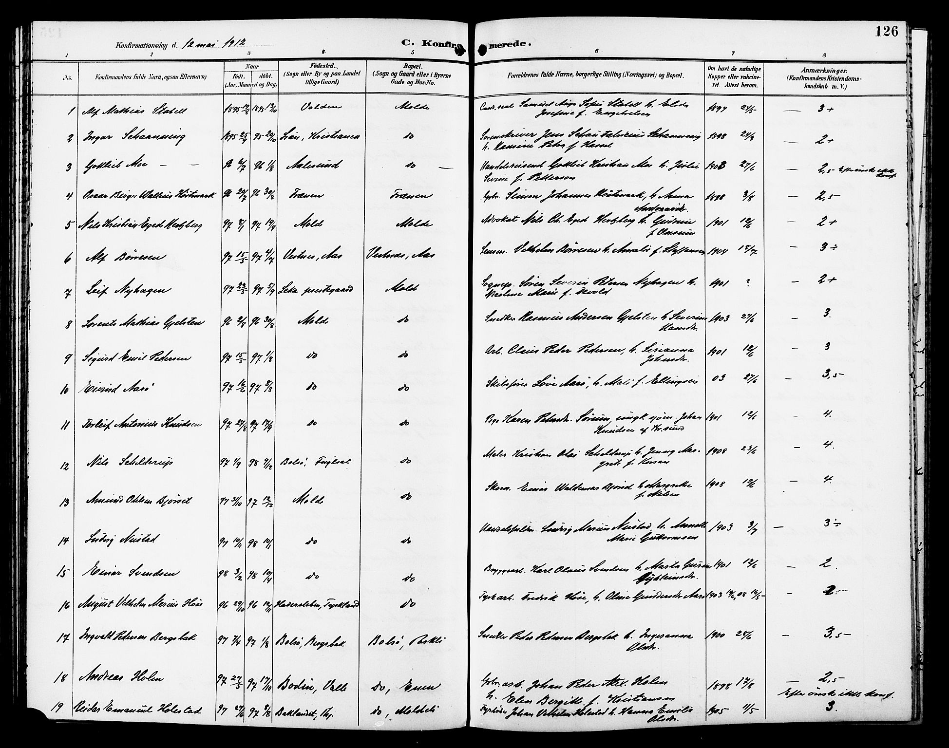 Ministerialprotokoller, klokkerbøker og fødselsregistre - Møre og Romsdal, SAT/A-1454/558/L0702: Parish register (copy) no. 558C03, 1894-1915, p. 126
