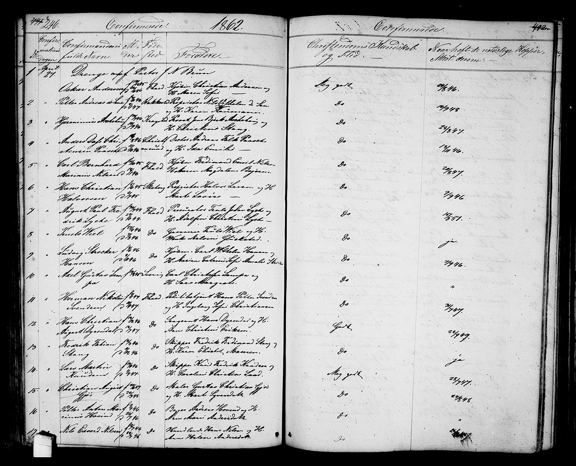 Halden prestekontor Kirkebøker, SAO/A-10909/G/Ga/L0005a: Parish register (copy) no. 5A, 1855-1864, p. 246