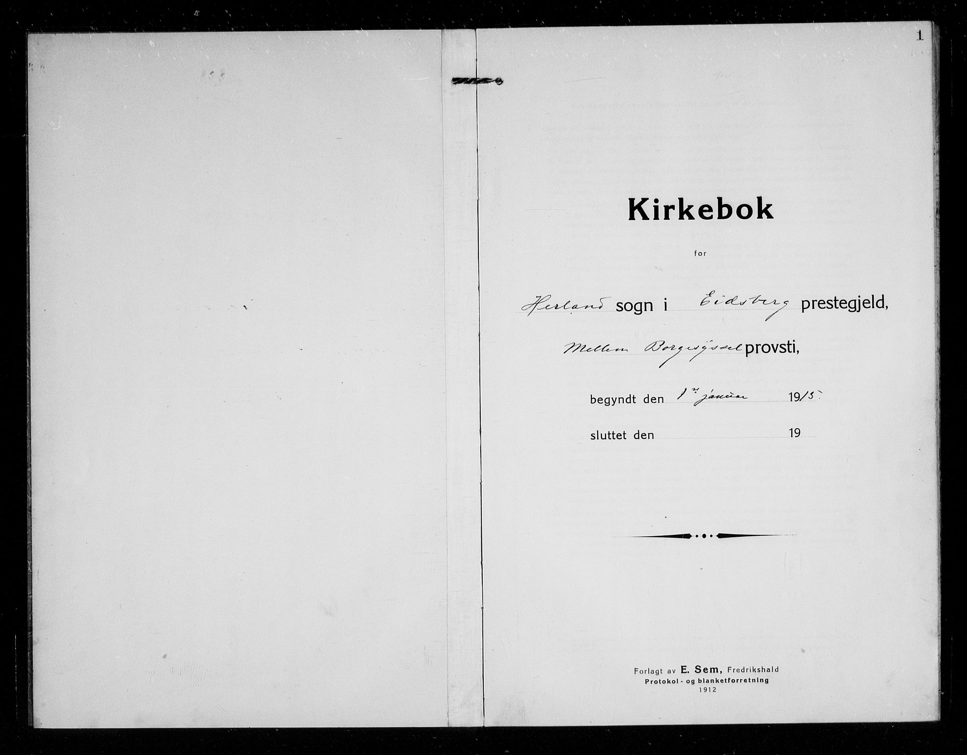 Eidsberg prestekontor Kirkebøker, AV/SAO-A-10905/G/Gb/L0002: Parish register (copy) no. II 2, 1915-1927, p. 1