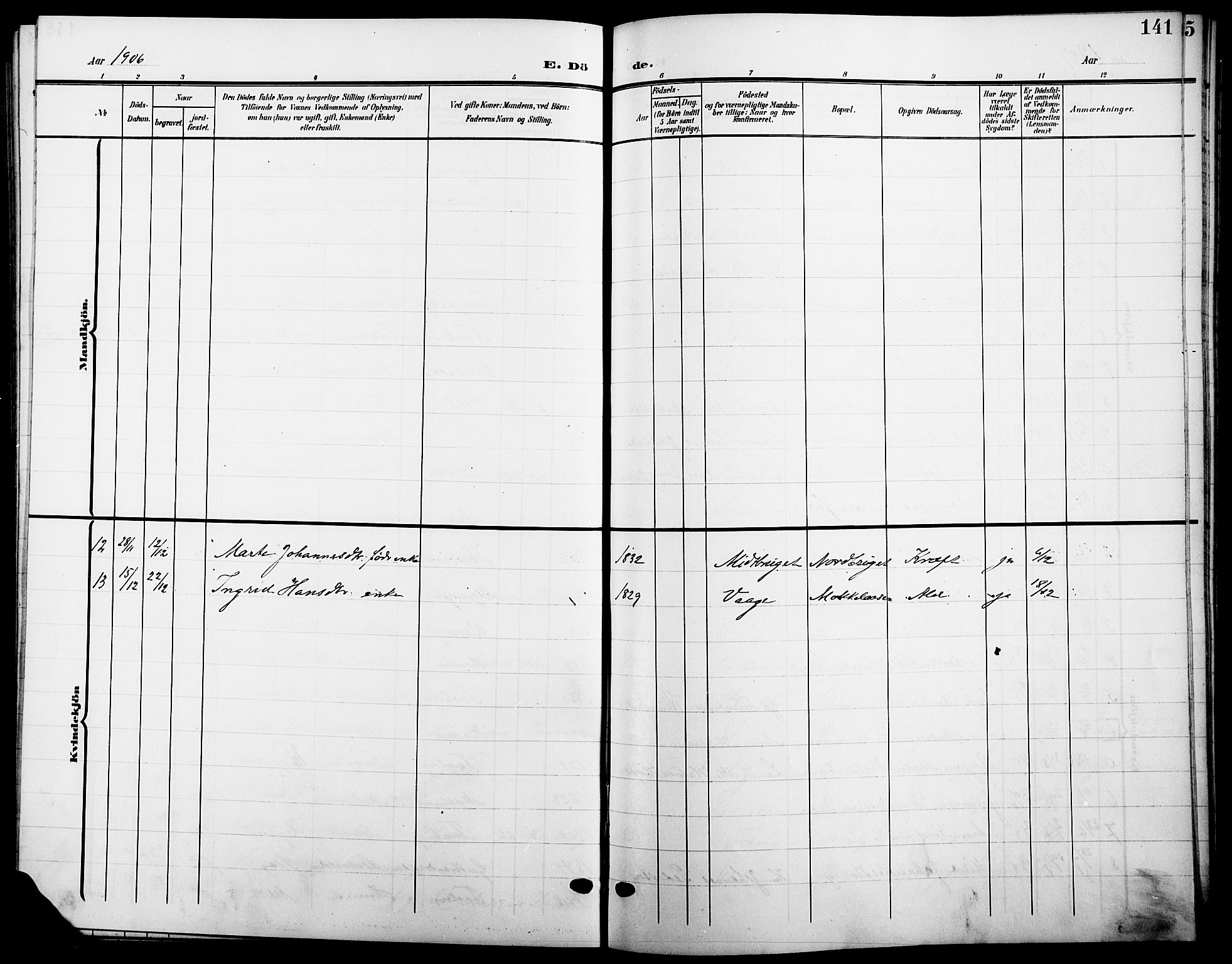 Ringsaker prestekontor, AV/SAH-PREST-014/L/La/L0016: Parish register (copy) no. 16, 1905-1920, p. 141