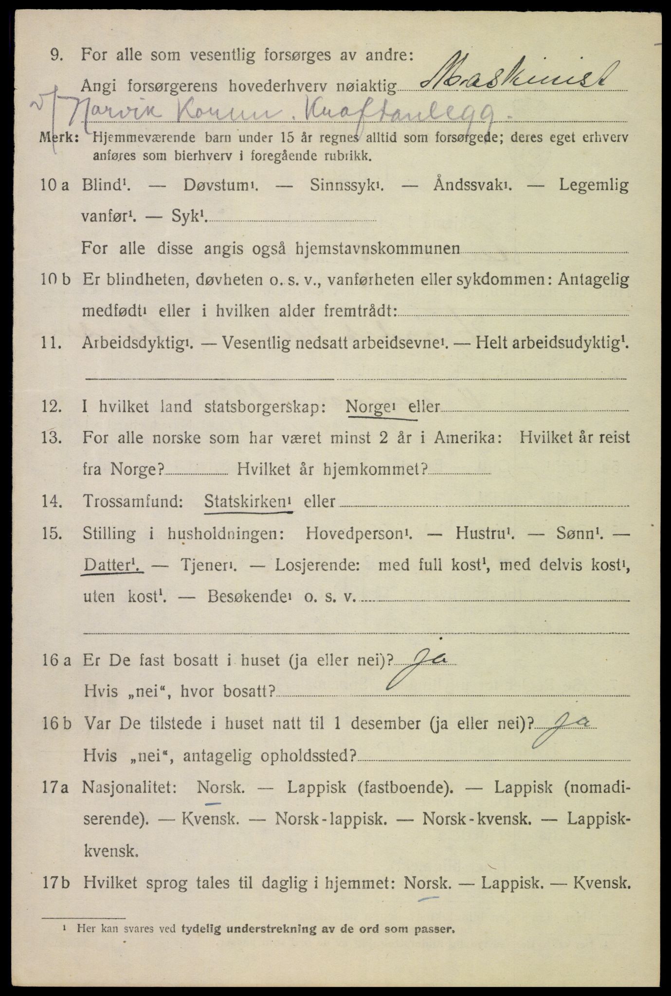 SAT, 1920 census for Ankenes, 1920, p. 6606