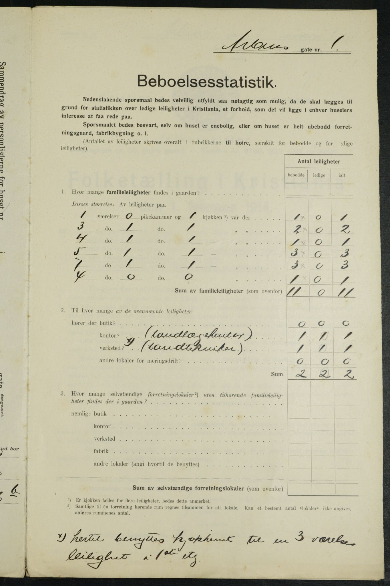 OBA, Municipal Census 1914 for Kristiania, 1914, p. 1517