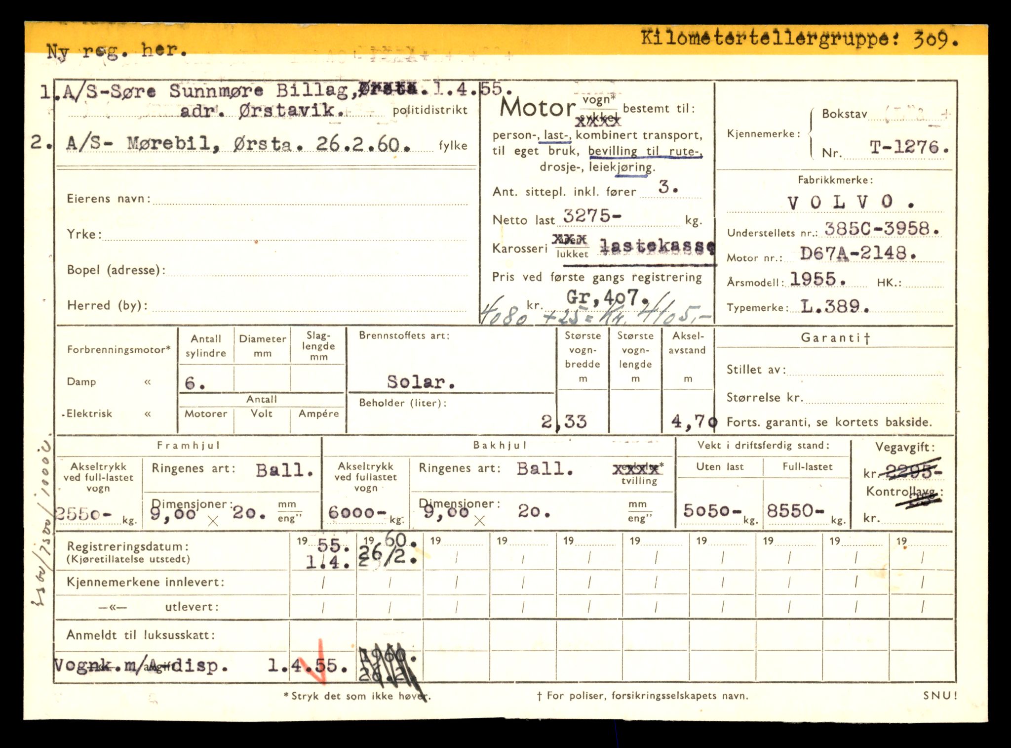 Møre og Romsdal vegkontor - Ålesund trafikkstasjon, AV/SAT-A-4099/F/Fe/L0011: Registreringskort for kjøretøy T 1170 - T 1289, 1927-1998, p. 2513