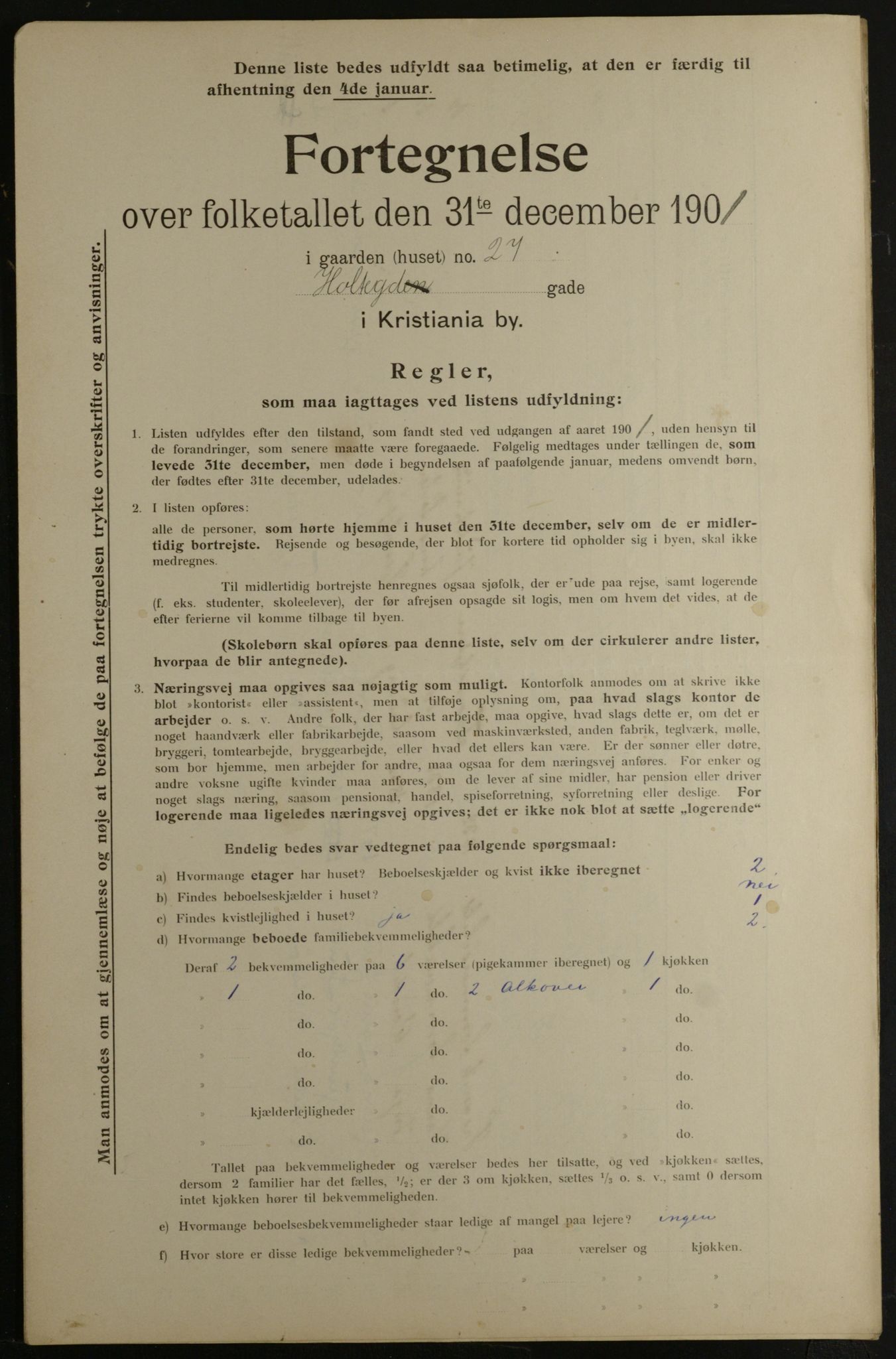 OBA, Municipal Census 1901 for Kristiania, 1901, p. 6519