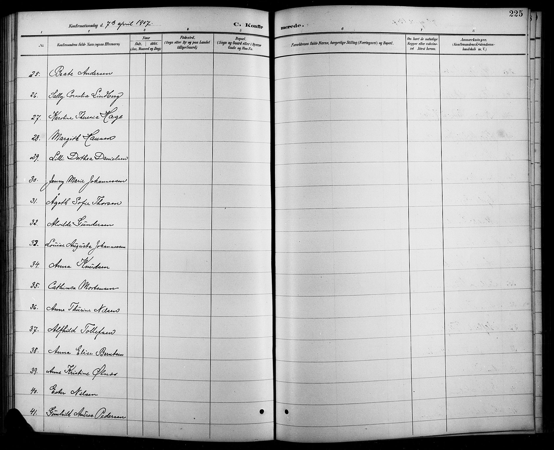 Arendal sokneprestkontor, Trefoldighet, AV/SAK-1111-0040/F/Fb/L0006: Parish register (copy) no. B 6, 1889-1916, p. 225