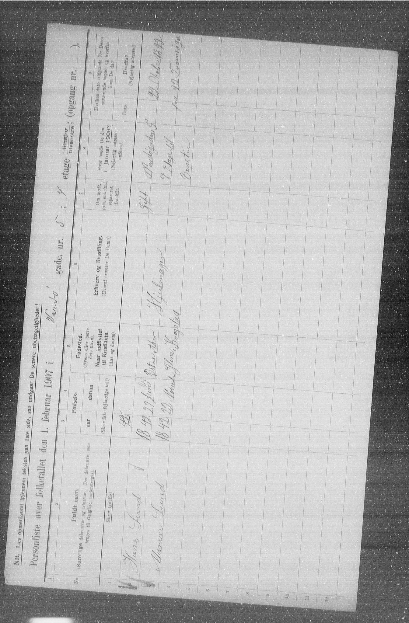 OBA, Municipal Census 1907 for Kristiania, 1907, p. 61986