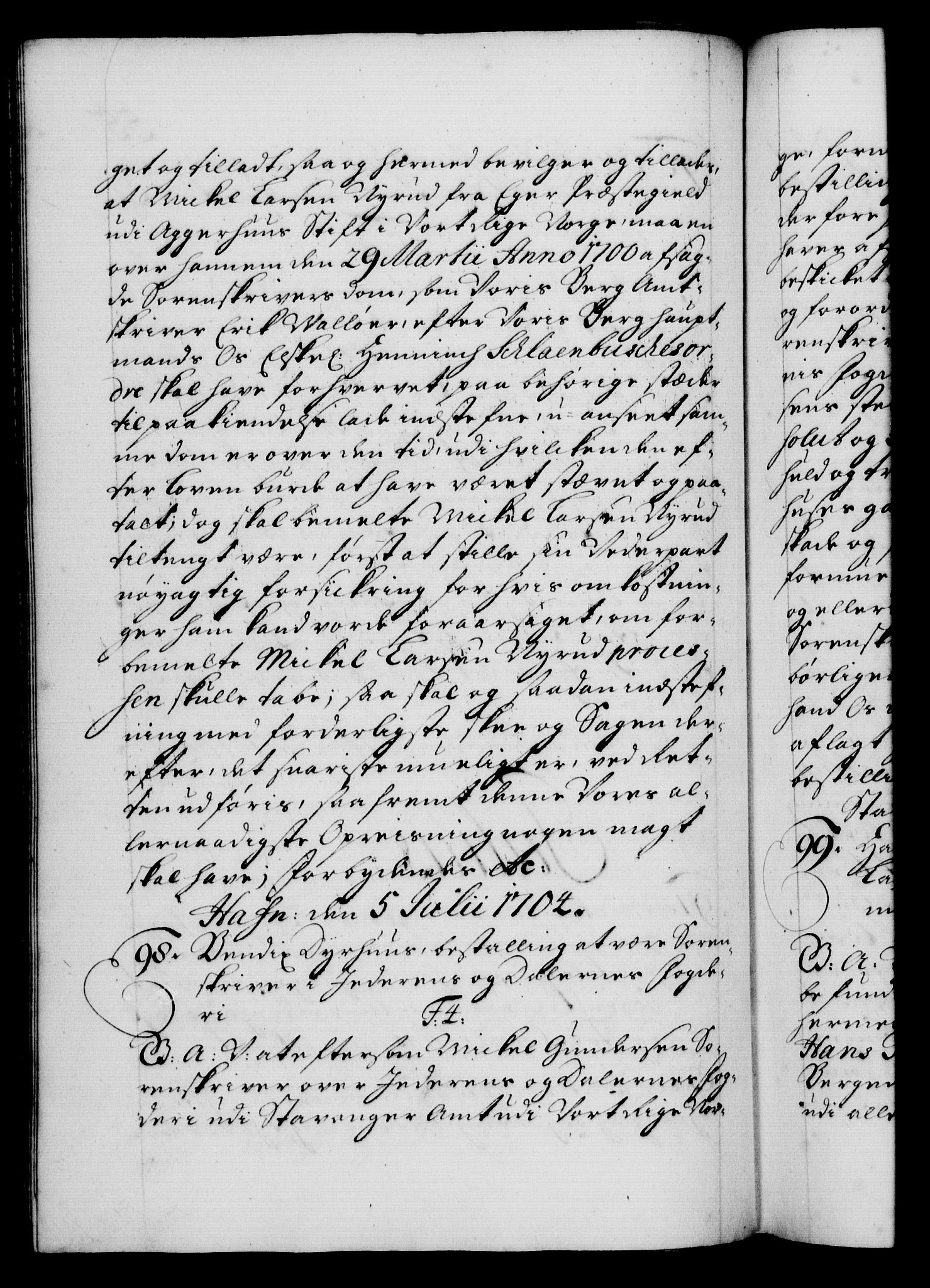 Danske Kanselli 1572-1799, AV/RA-EA-3023/F/Fc/Fca/Fcaa/L0019: Norske registre, 1704-1707, p. 55b