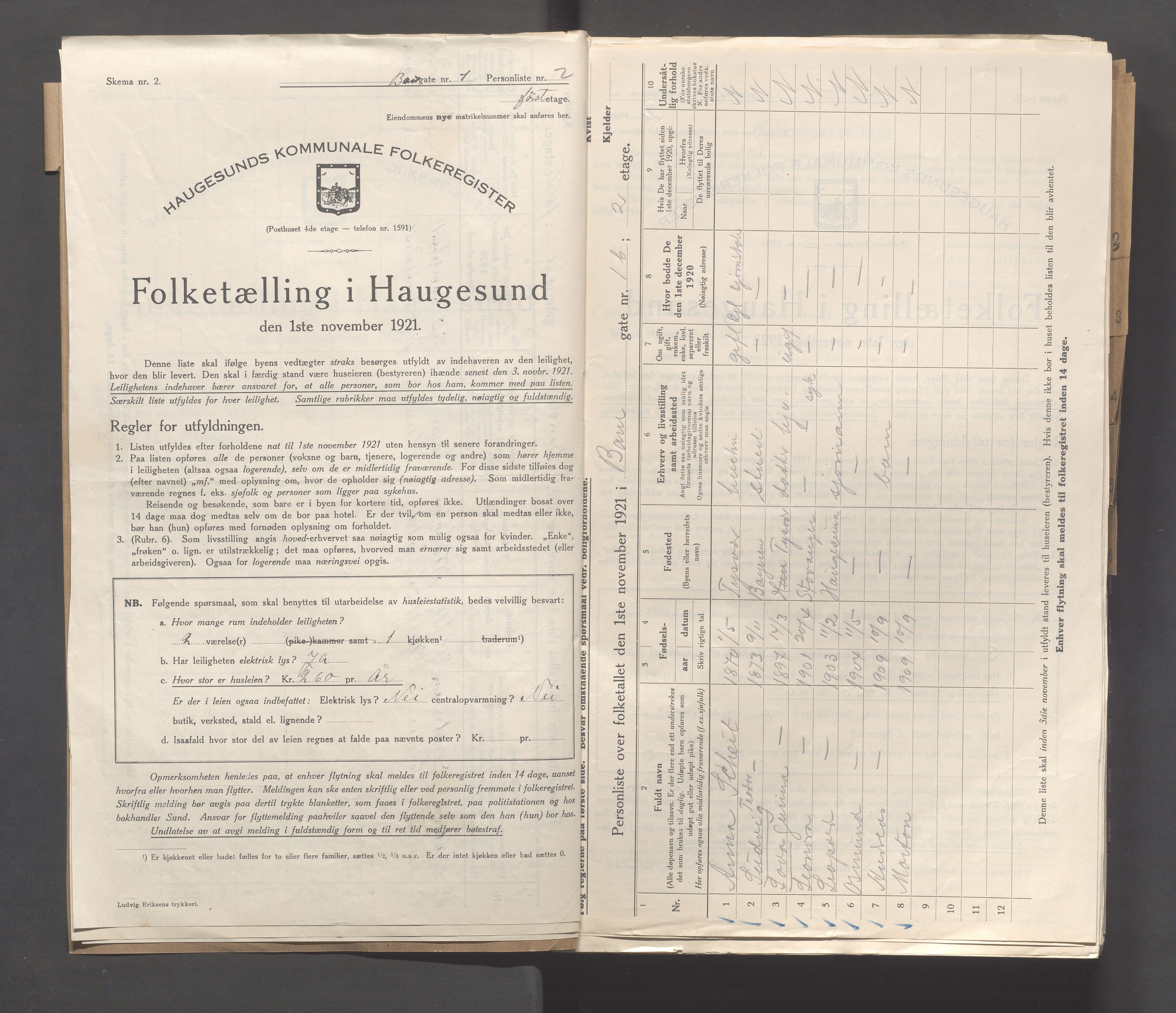 IKAR, Local census 1.11.1921 for Haugesund, 1921, p. 98