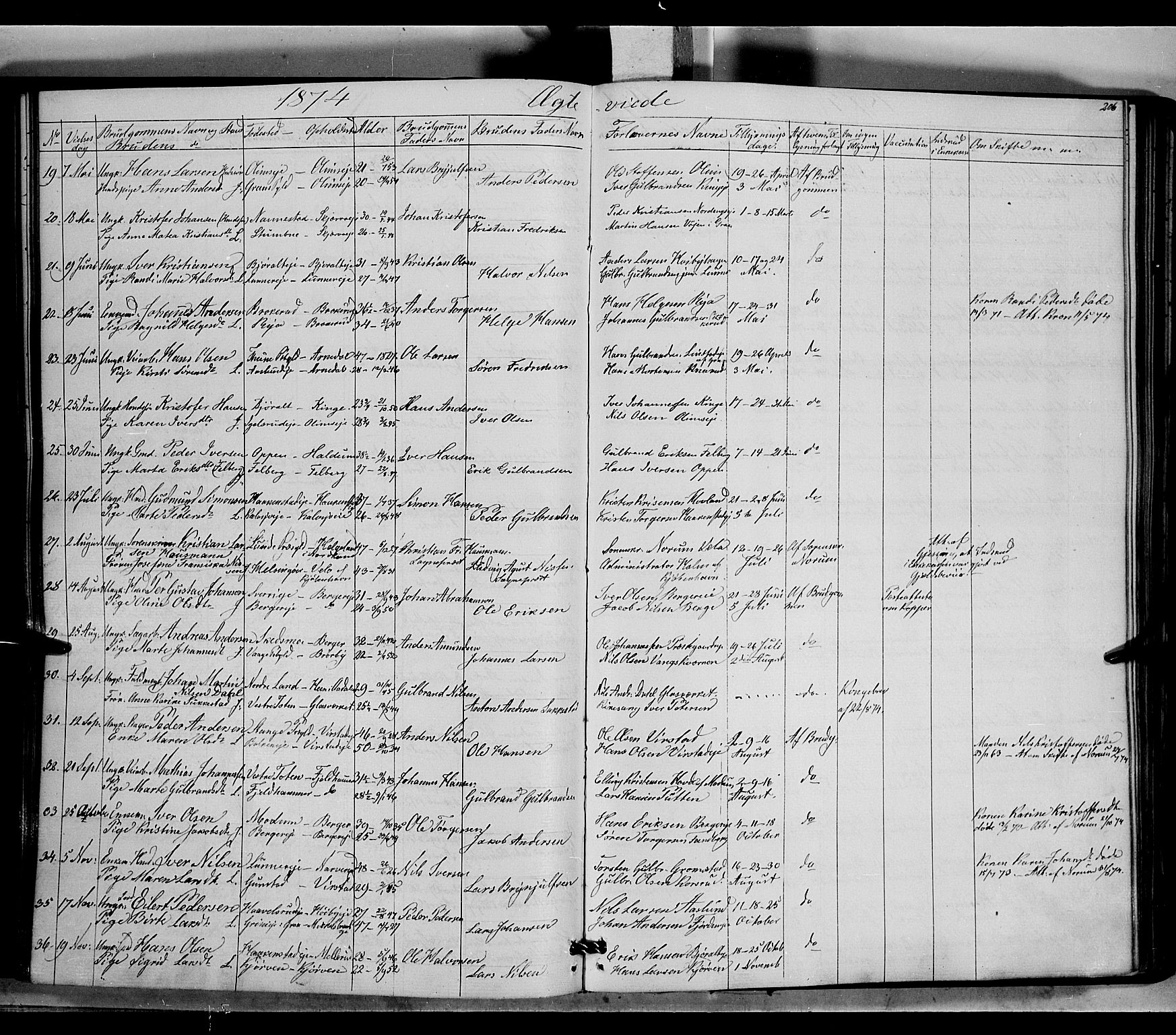 Jevnaker prestekontor, SAH/PREST-116/H/Ha/Haa/L0007: Parish register (official) no. 7, 1858-1876, p. 206