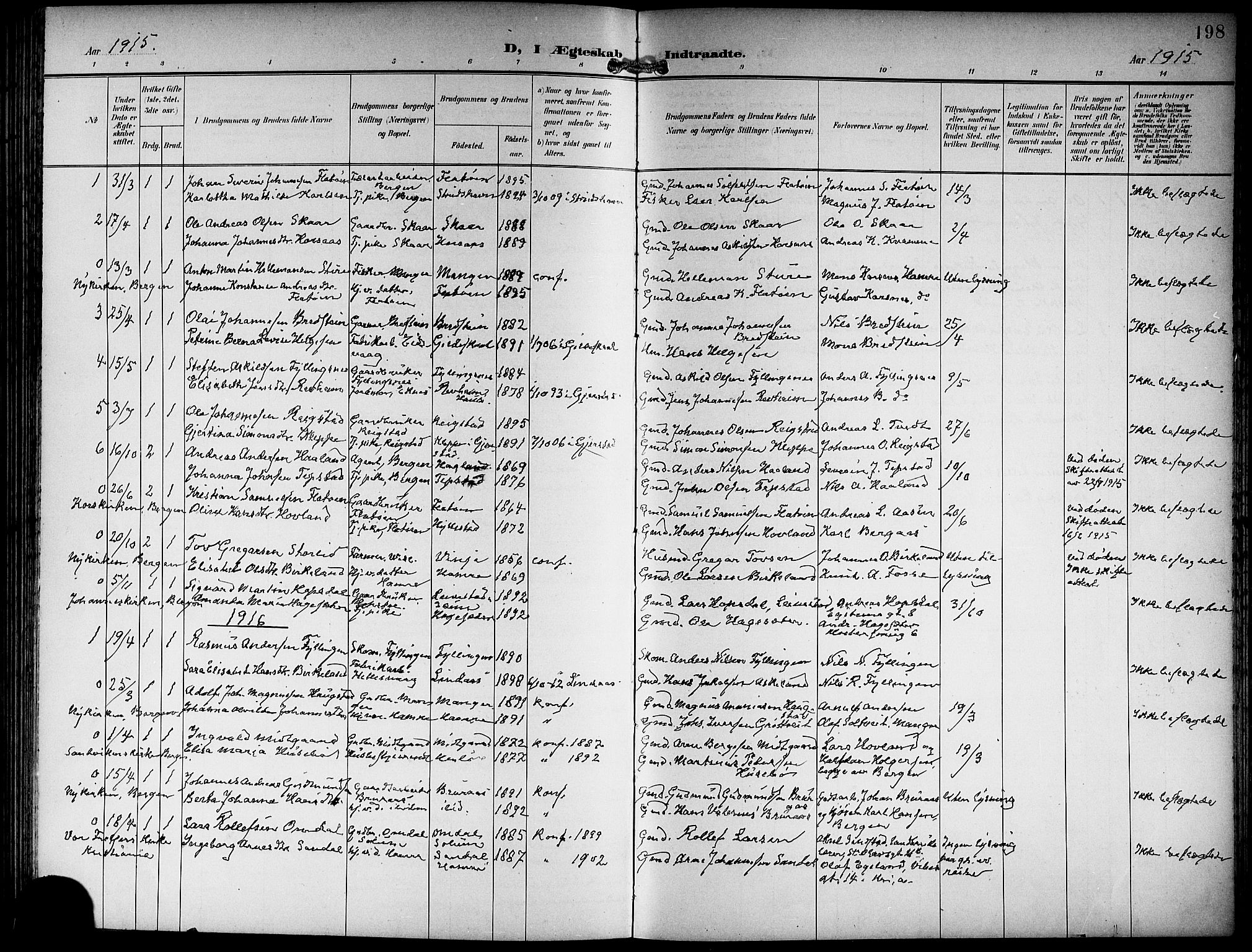 Hamre sokneprestembete, SAB/A-75501/H/Ha/Hab: Parish register (copy) no. B 4, 1898-1919, p. 198