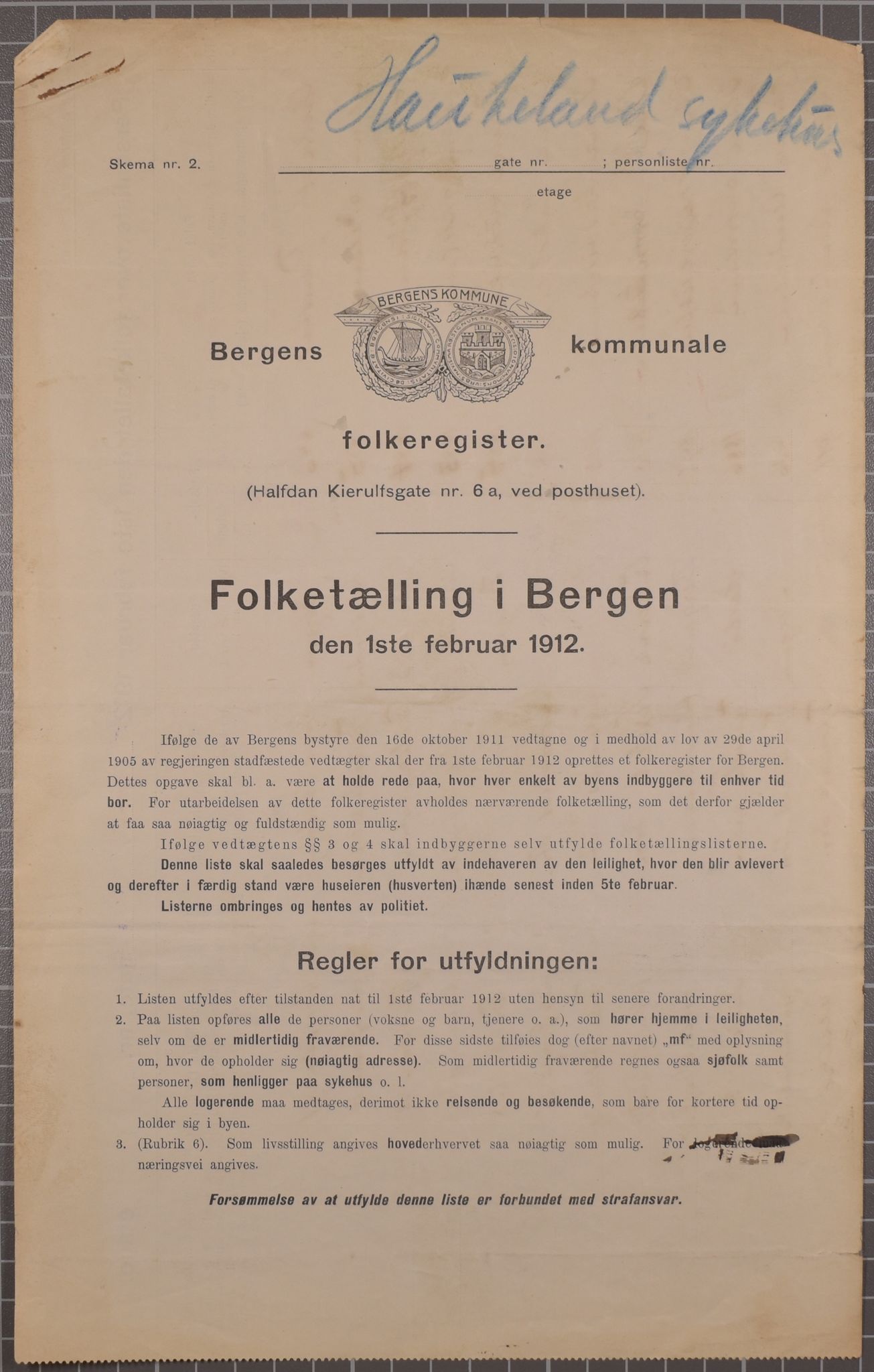 SAB, Municipal Census 1912 for Bergen, 1912, p. 1898