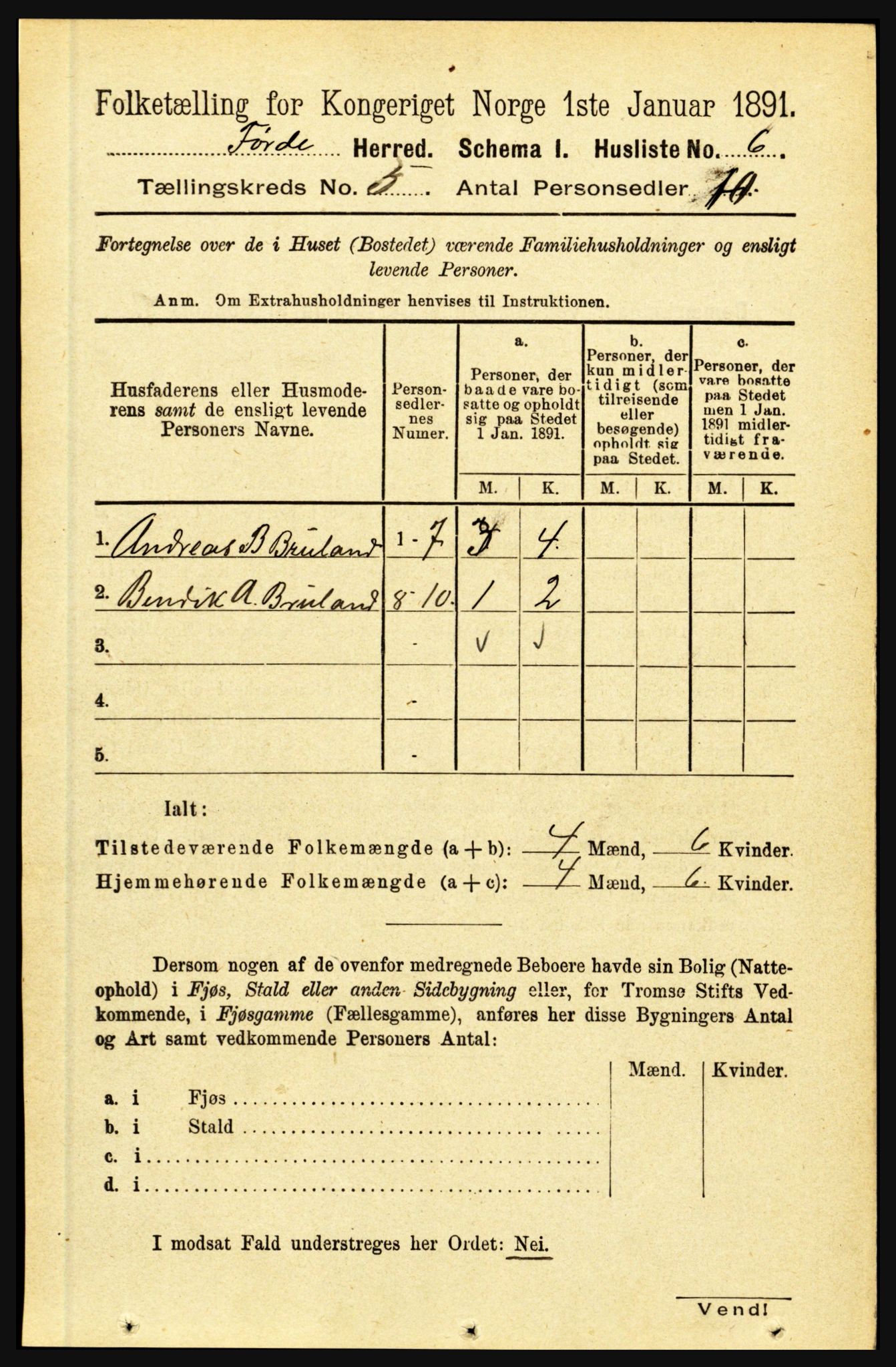 RA, 1891 census for 1432 Førde, 1891, p. 1359