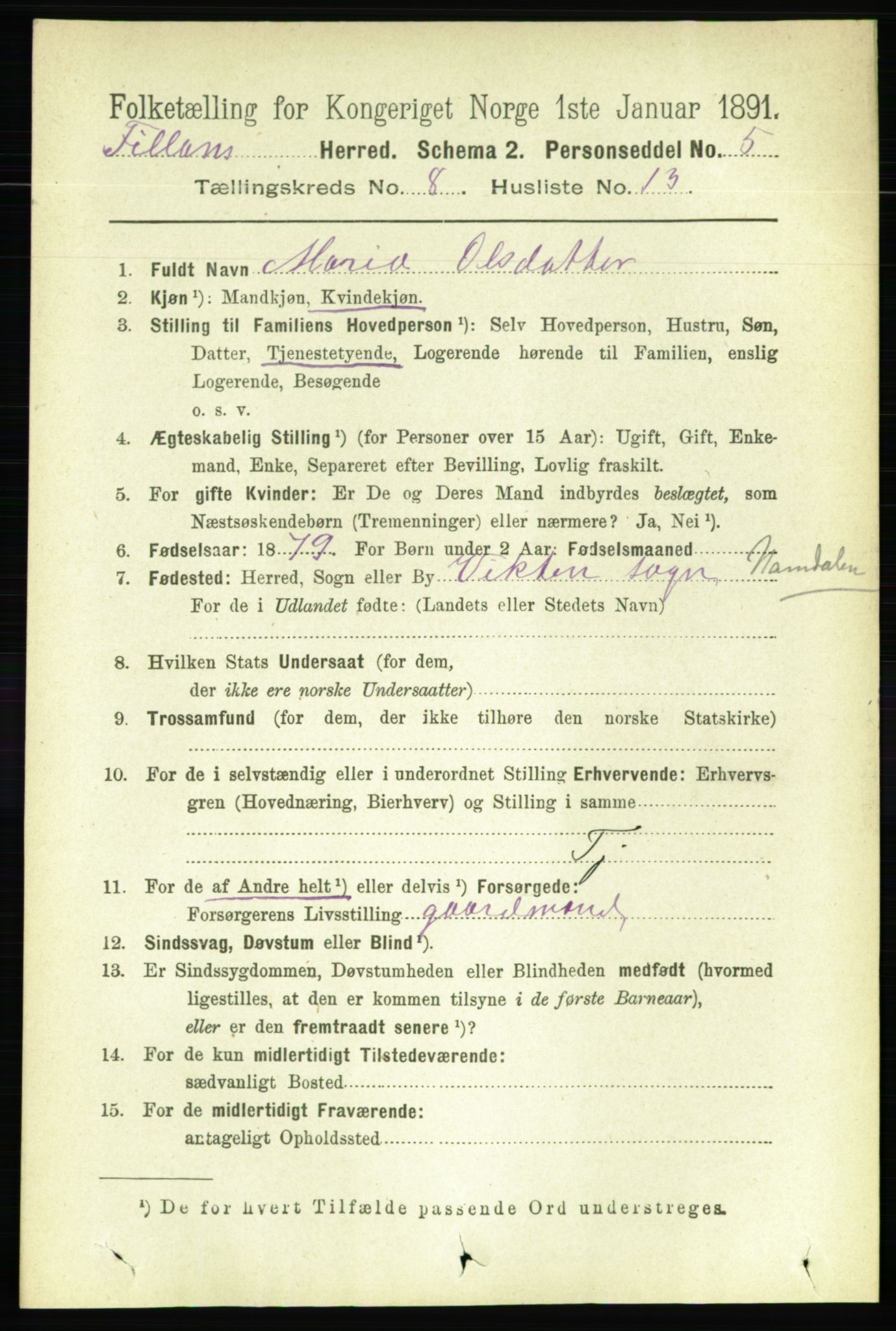 RA, 1891 census for 1616 Fillan, 1891, p. 1953