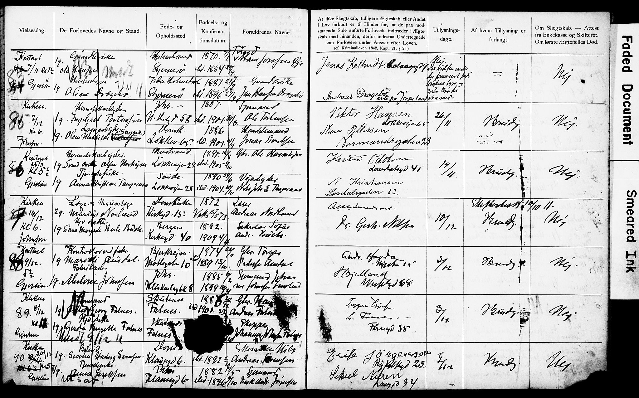 Domkirken sokneprestkontor, AV/SAST-A-101812/001/70/705BA/L0005: Banns register no. 5, 1904-1914