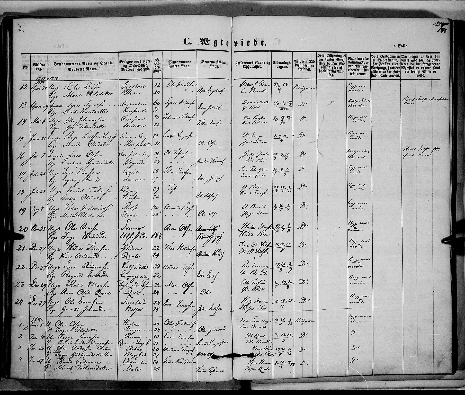 Vestre Slidre prestekontor, SAH/PREST-136/H/Ha/Haa/L0001: Parish register (official) no. 1, 1844-1855, p. 178