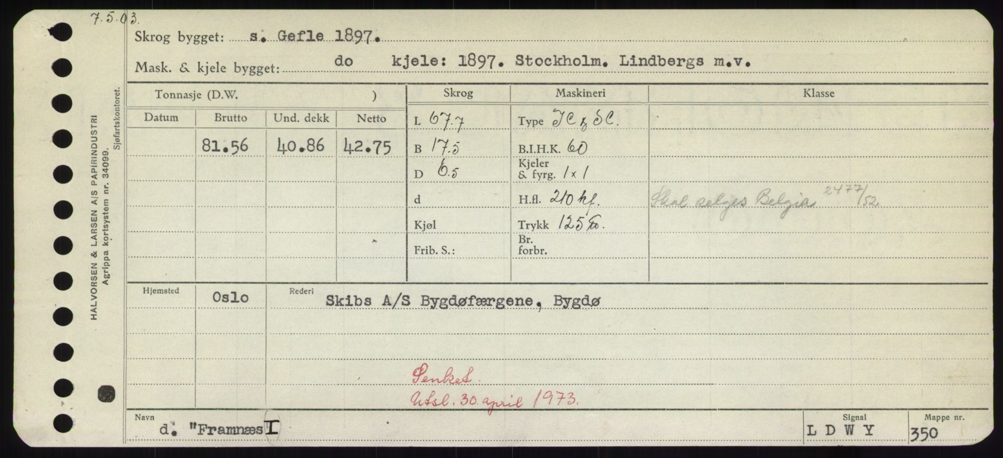 Sjøfartsdirektoratet med forløpere, Skipsmålingen, RA/S-1627/H/Hd/L0011: Fartøy, Fla-Får, p. 287