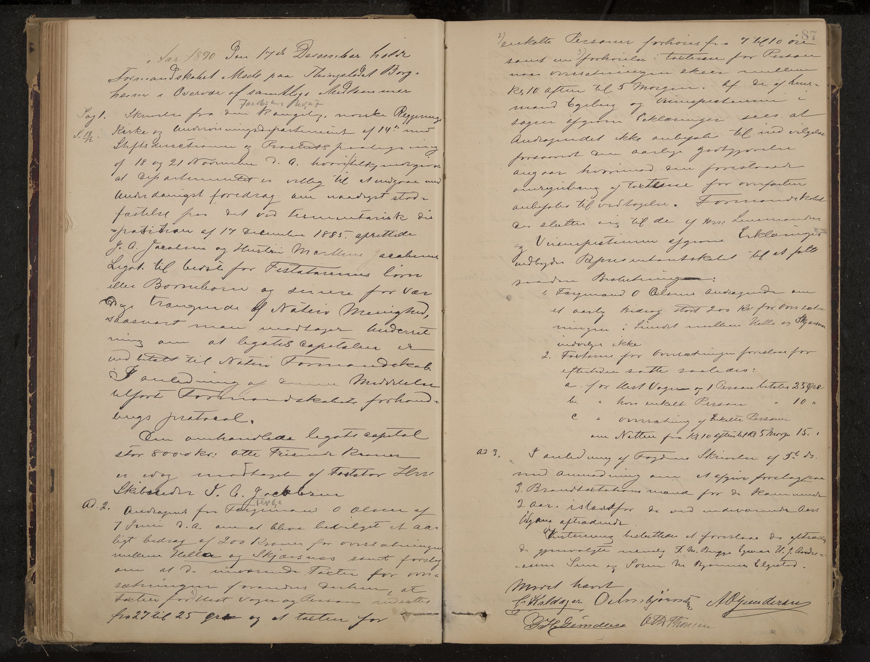 Nøtterøy formannskap og sentraladministrasjon, IKAK/0722021-1/A/Aa/L0004: Møtebok, 1887-1896, p. 87