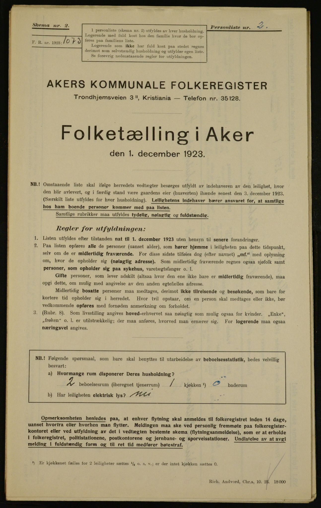 , Municipal Census 1923 for Aker, 1923, p. 14556