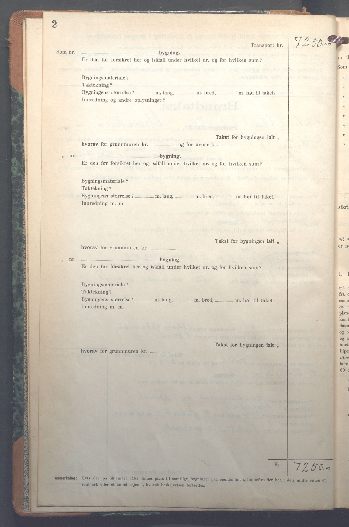 Lensmennene i Aker, OBA/A-10133/F/Fb/L0001: Branntakstprotokoll, 1921-1949, p. 2