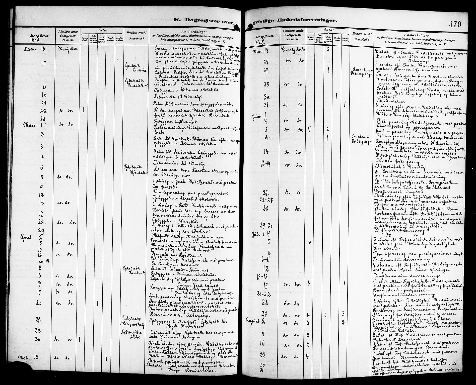 Ministerialprotokoller, klokkerbøker og fødselsregistre - Nordland, AV/SAT-A-1459/876/L1105: Parish register (copy) no. 876C04, 1896-1914, p. 379