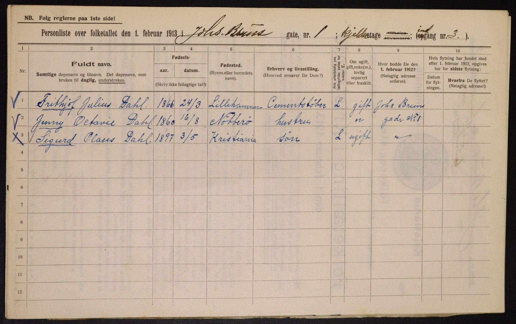 OBA, Municipal Census 1913 for Kristiania, 1913, p. 46779