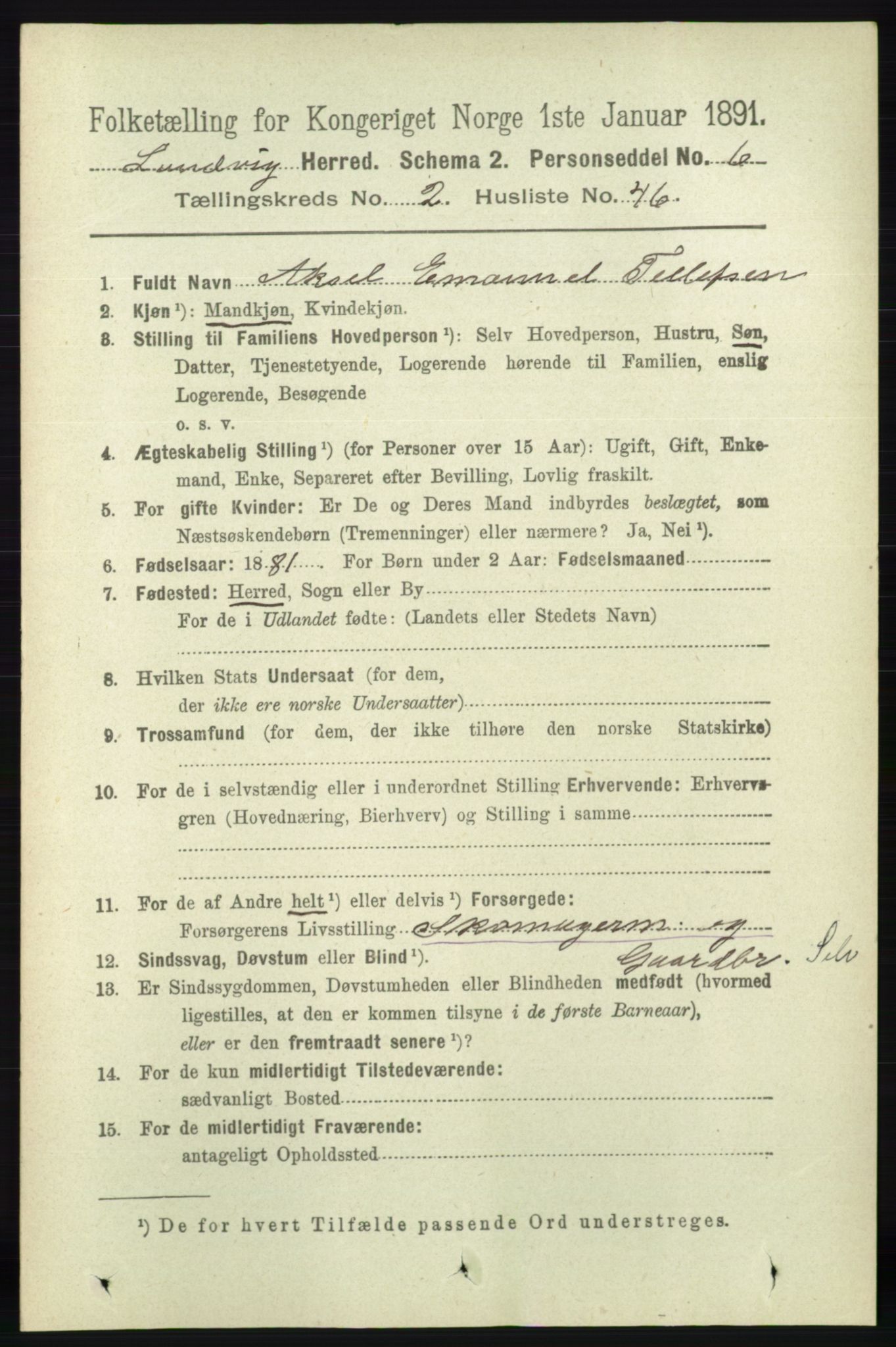 RA, 1891 census for 0924 Landvik, 1891, p. 617