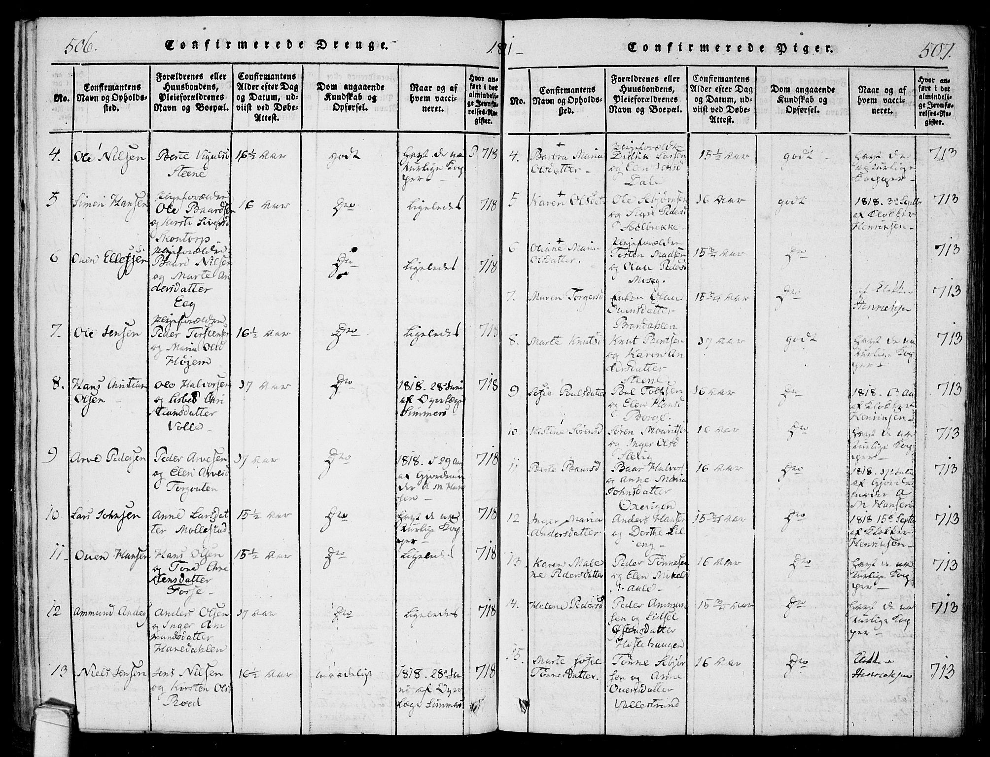 Onsøy prestekontor Kirkebøker, AV/SAO-A-10914/F/Fa/L0002: Parish register (official) no. I 2, 1814-1840, p. 506-507