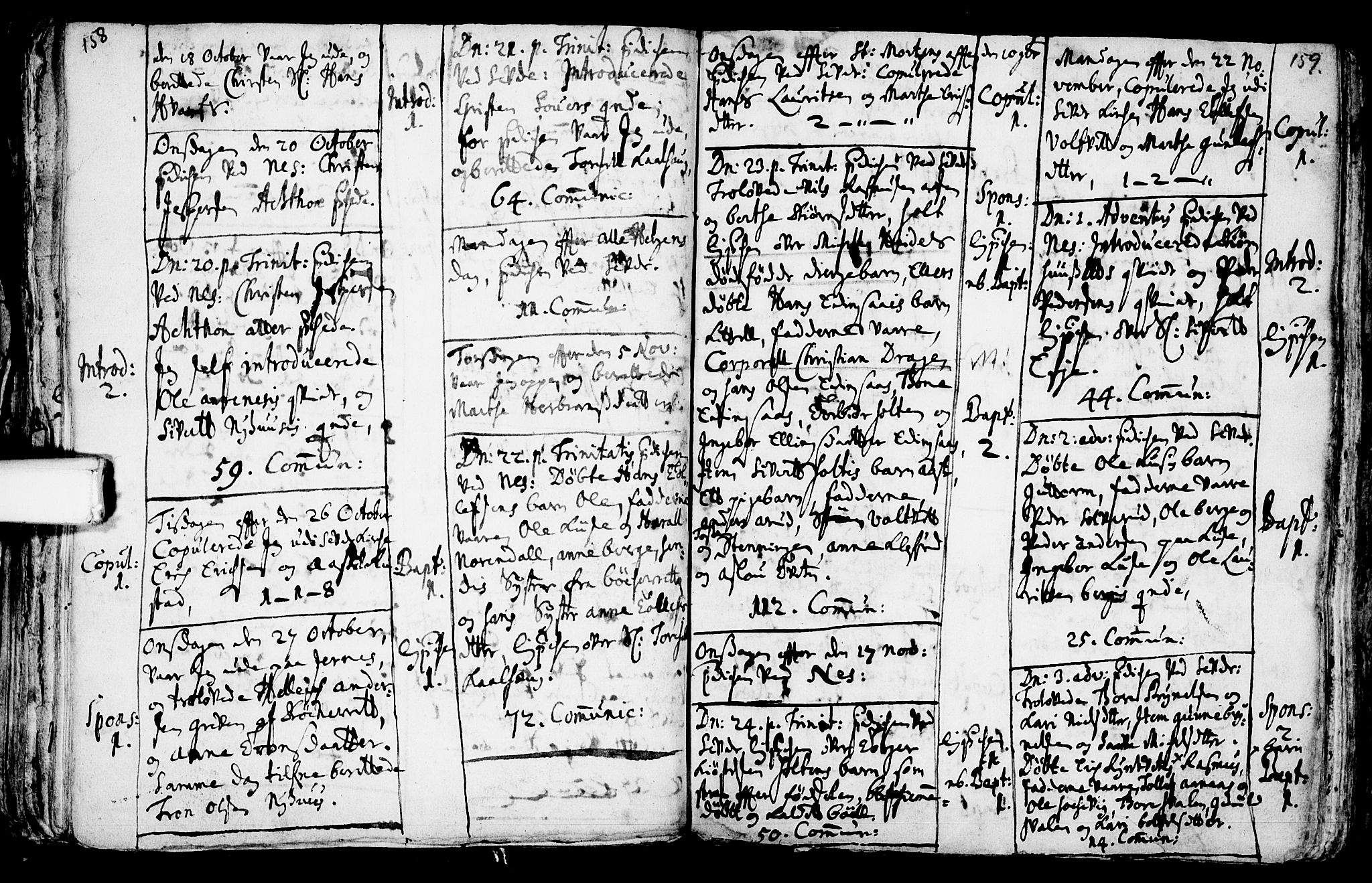 Sauherad kirkebøker, AV/SAKO-A-298/F/Fa/L0002: Parish register (official) no. I 2, 1681-1720, p. 158-159