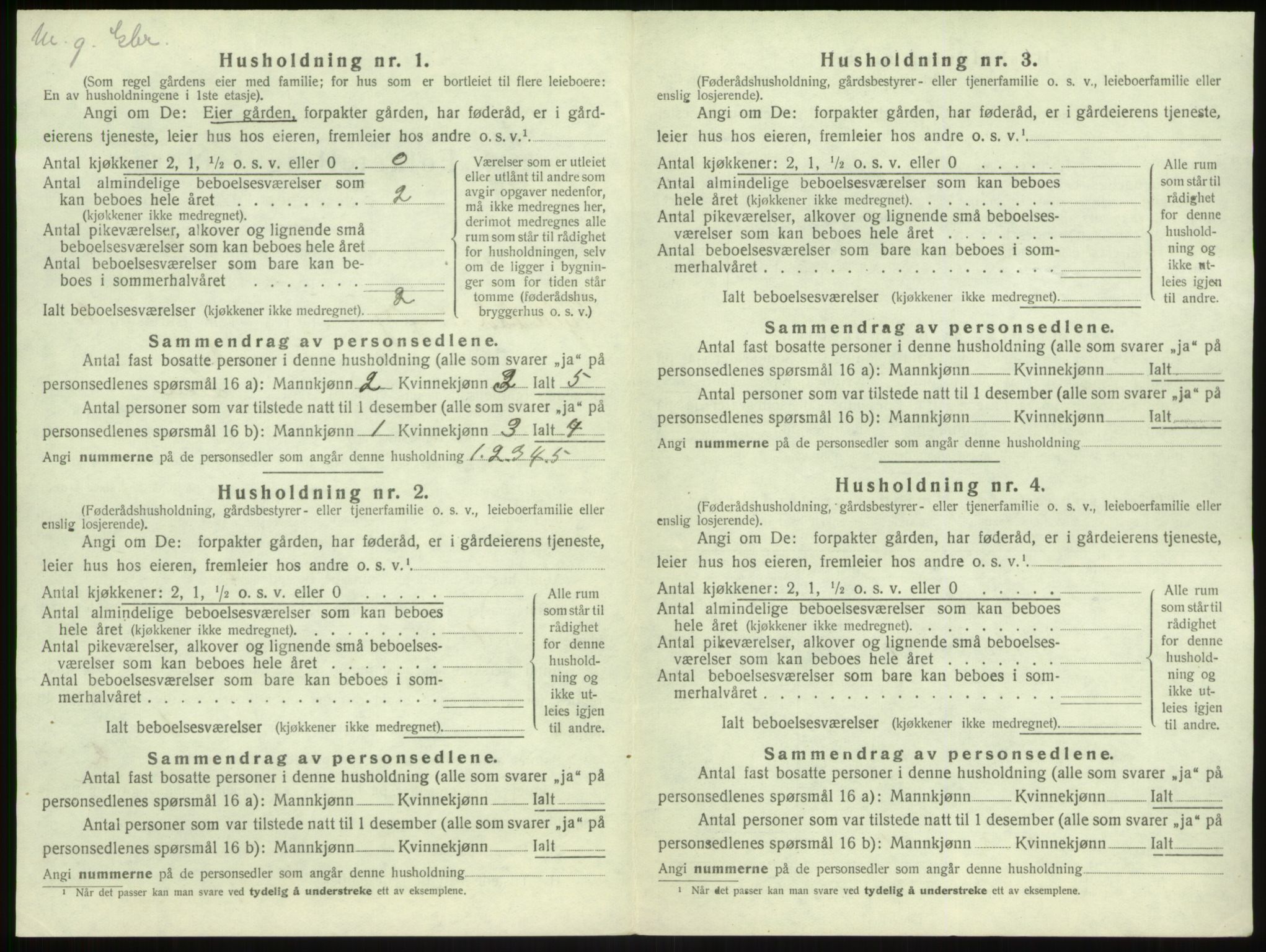 SAB, 1920 census for Hyllestad, 1920, p. 135