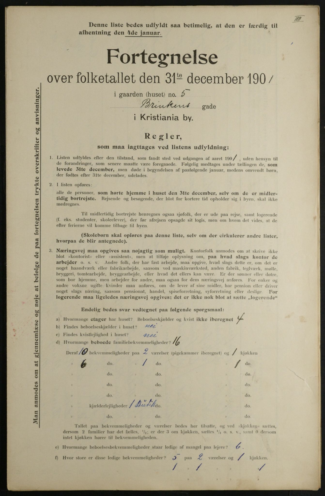 OBA, Municipal Census 1901 for Kristiania, 1901, p. 1449