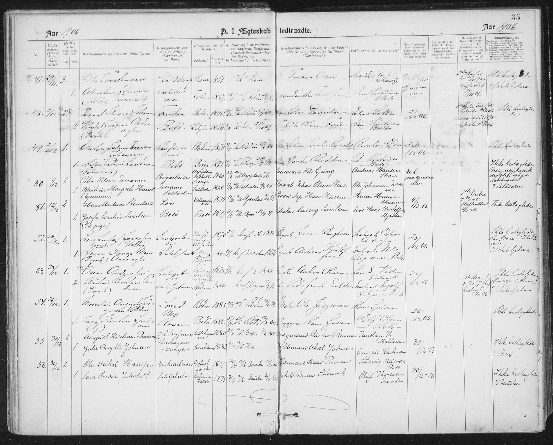 Ministerialprotokoller, klokkerbøker og fødselsregistre - Nordland, SAT/A-1459/801/L0012: Parish register (official) no. 801A12, 1900-1916, p. 35