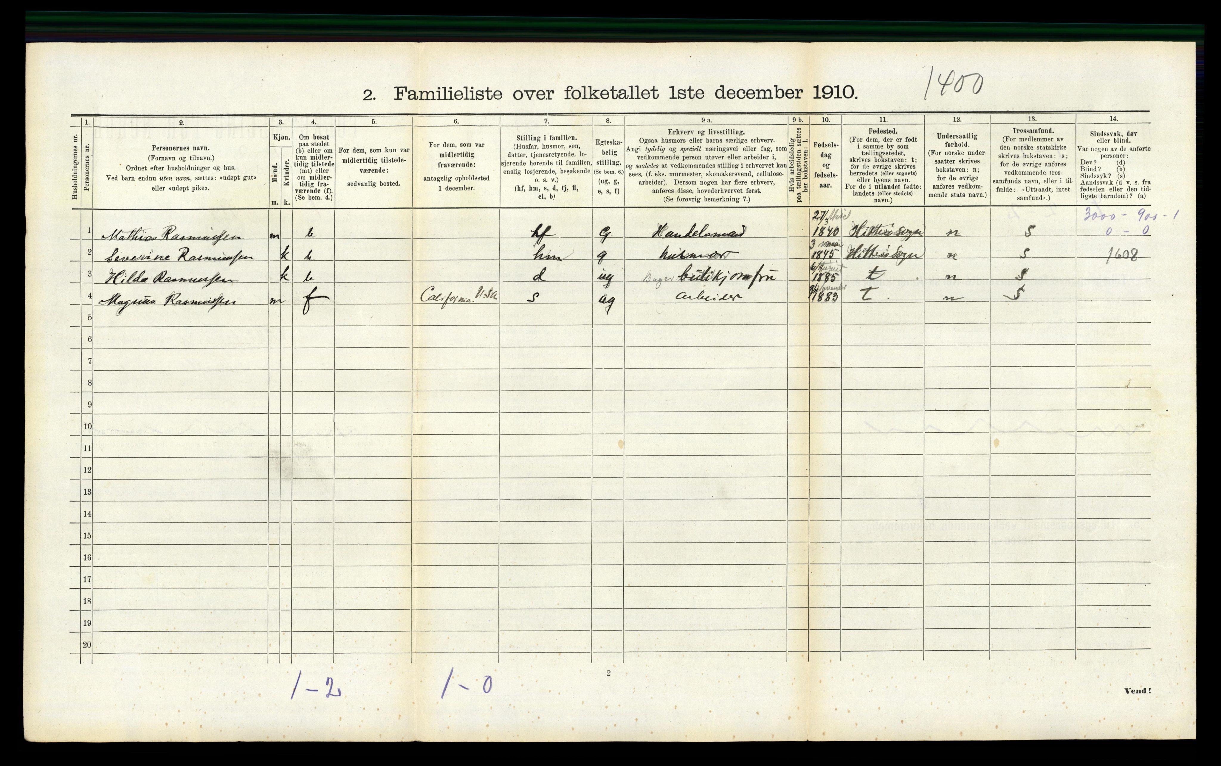 RA, 1910 census for Flekkefjord, 1910, p. 981