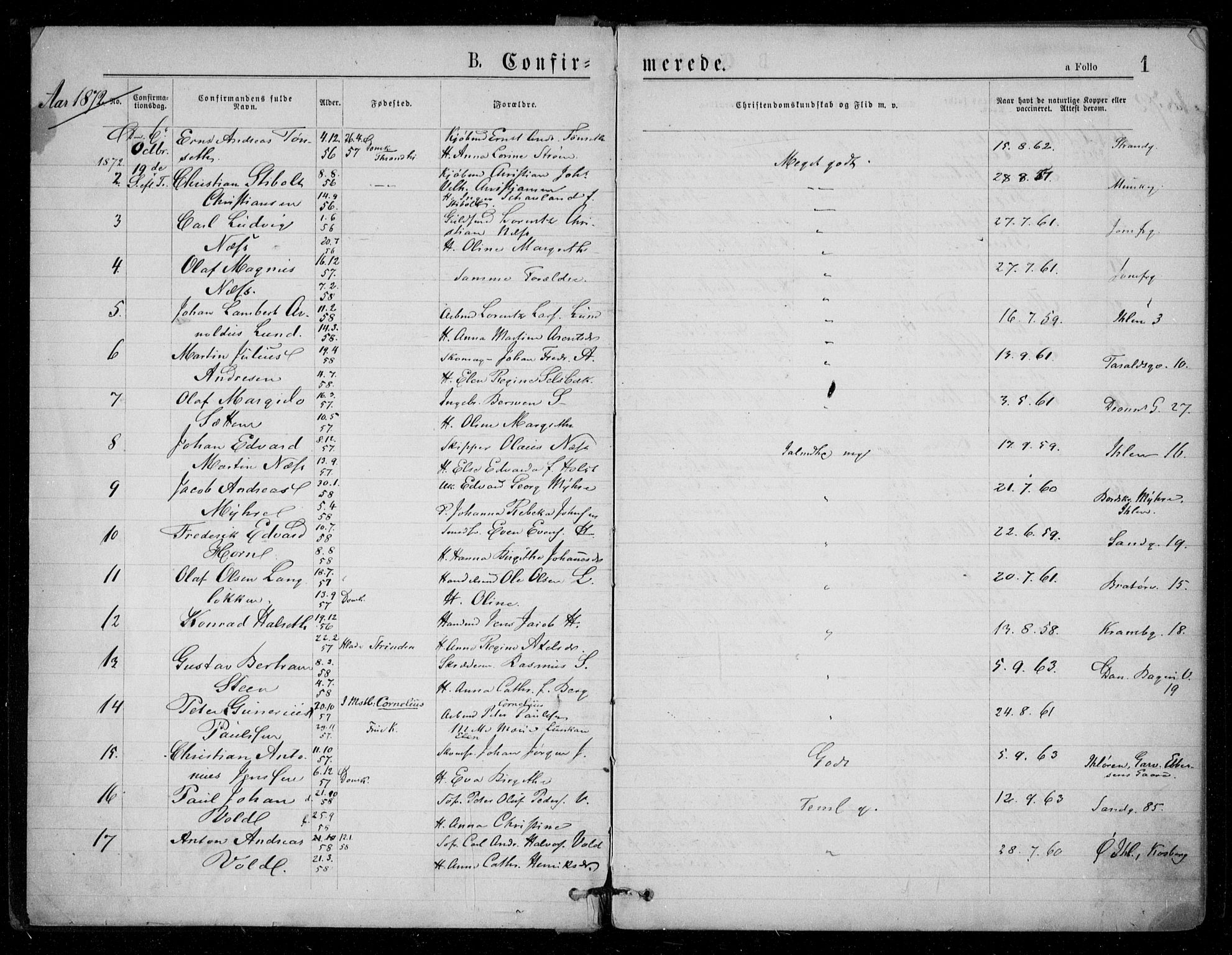 Ministerialprotokoller, klokkerbøker og fødselsregistre - Sør-Trøndelag, SAT/A-1456/602/L0121: Parish register (official) no. 602A19, 1872-1879, p. 1